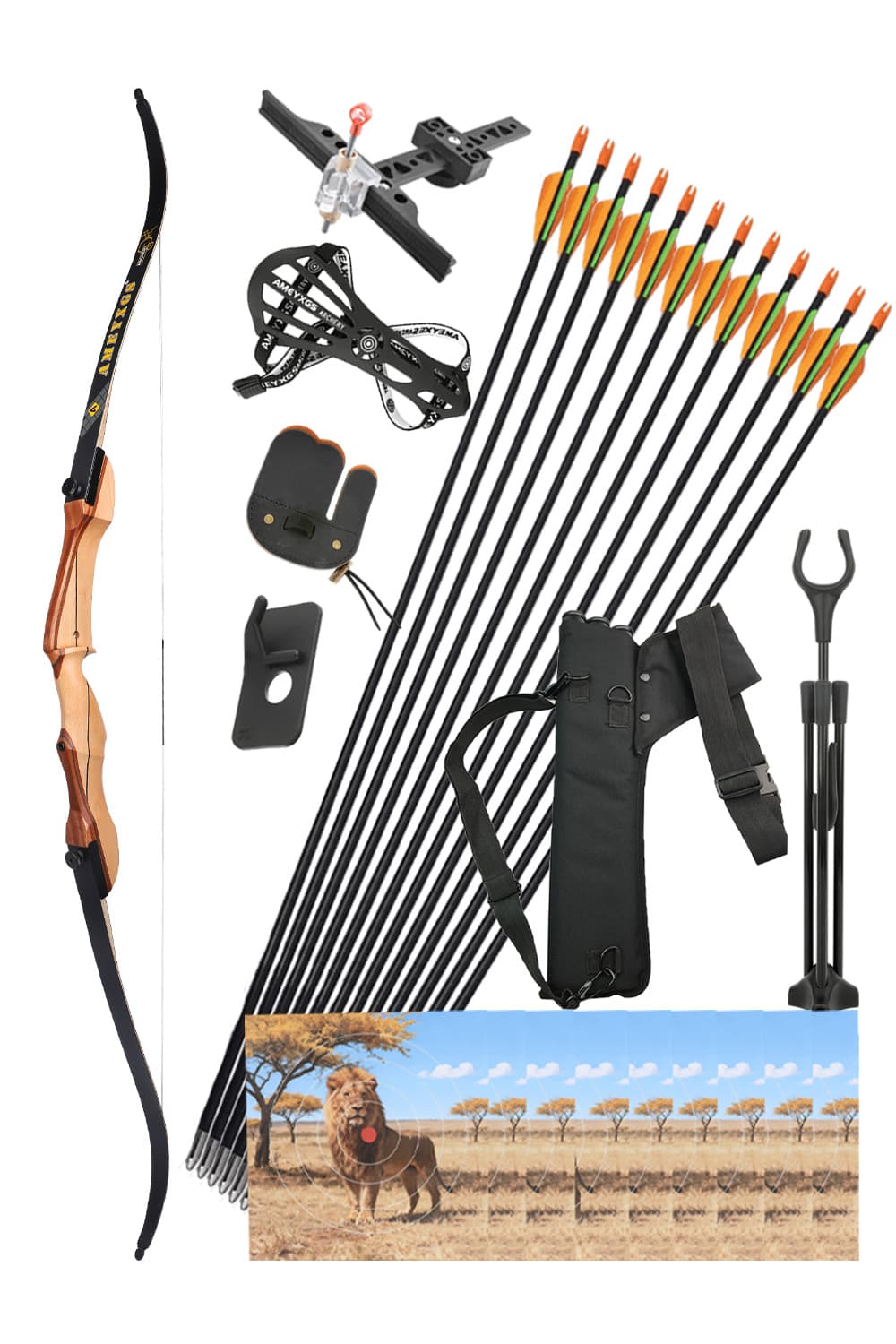  66" Takedown Recurve Bow for Target Hunting Practice 14-24lbs