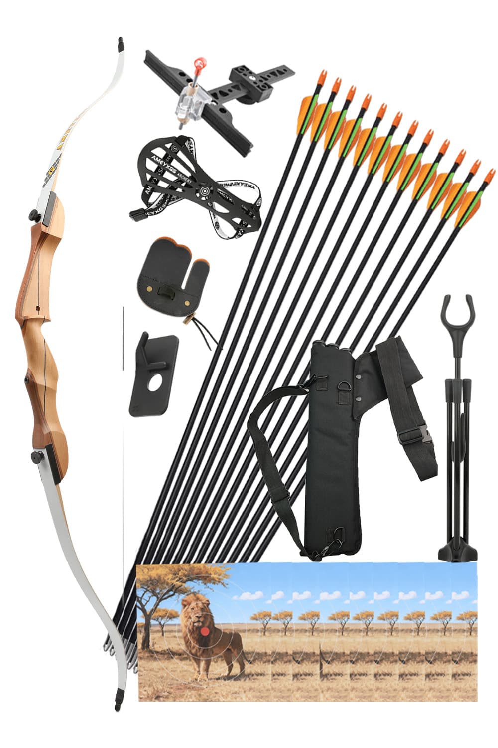  66" Takedown Recurve Bow for Target Hunting Practice 14-24lbs