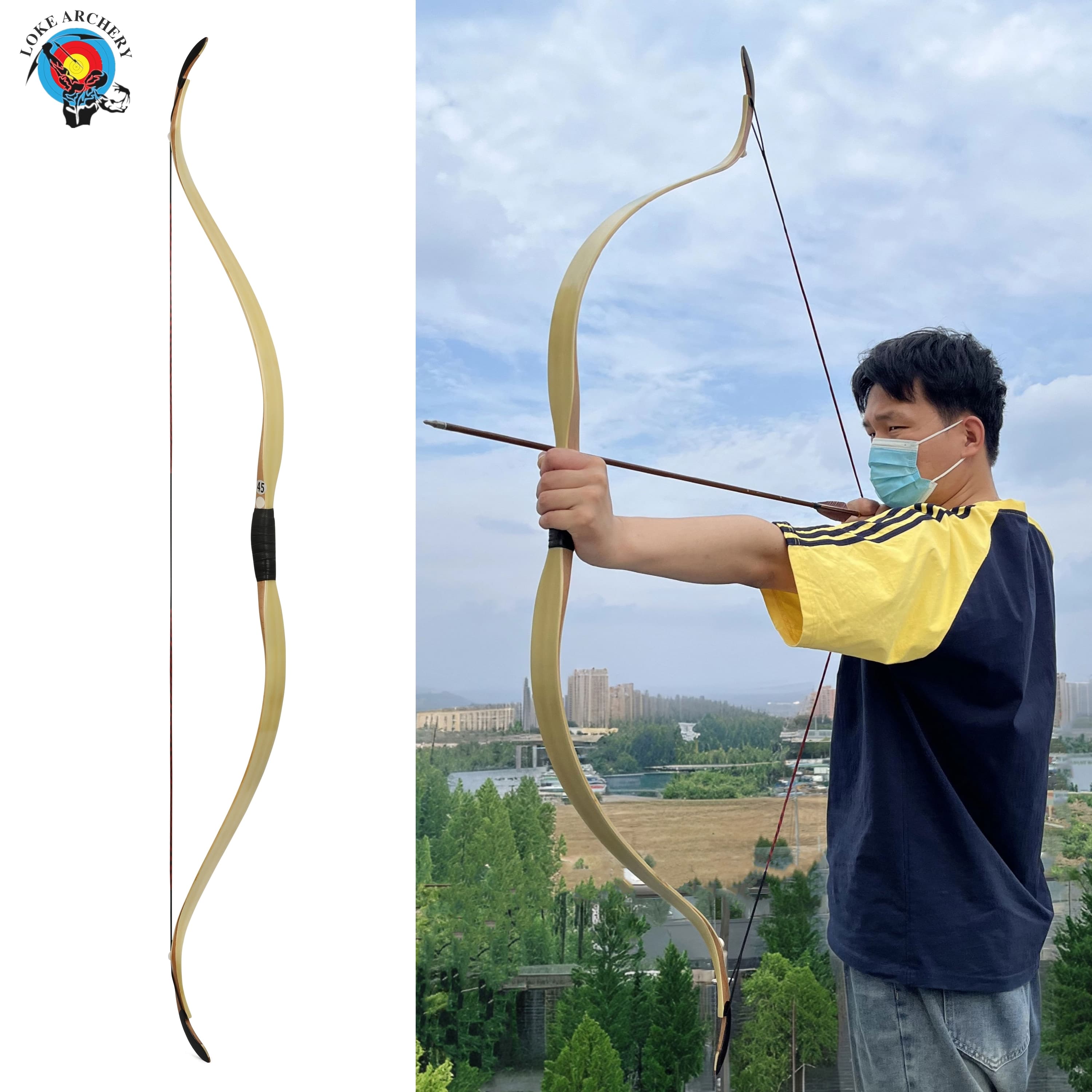 Archery Traditional Bow 20-45lbs Recurve Longbow Hunting Target
