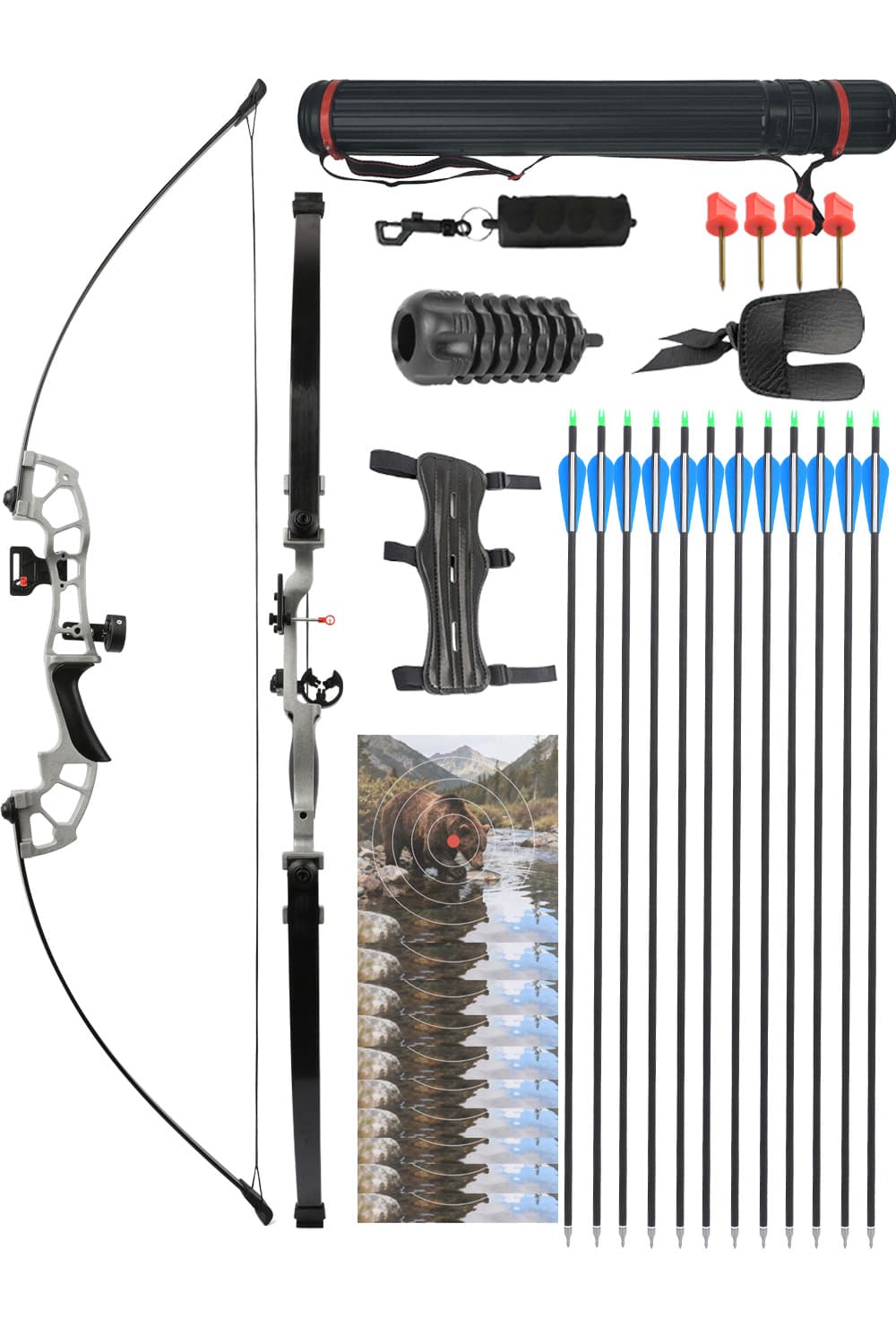 52" Straight Recurve Archery Bow 30–50lbs Shooting Kit