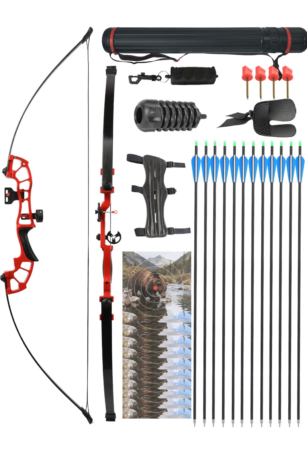 52" Straight Recurve Archery Bow 30–50lbs Shooting Kit