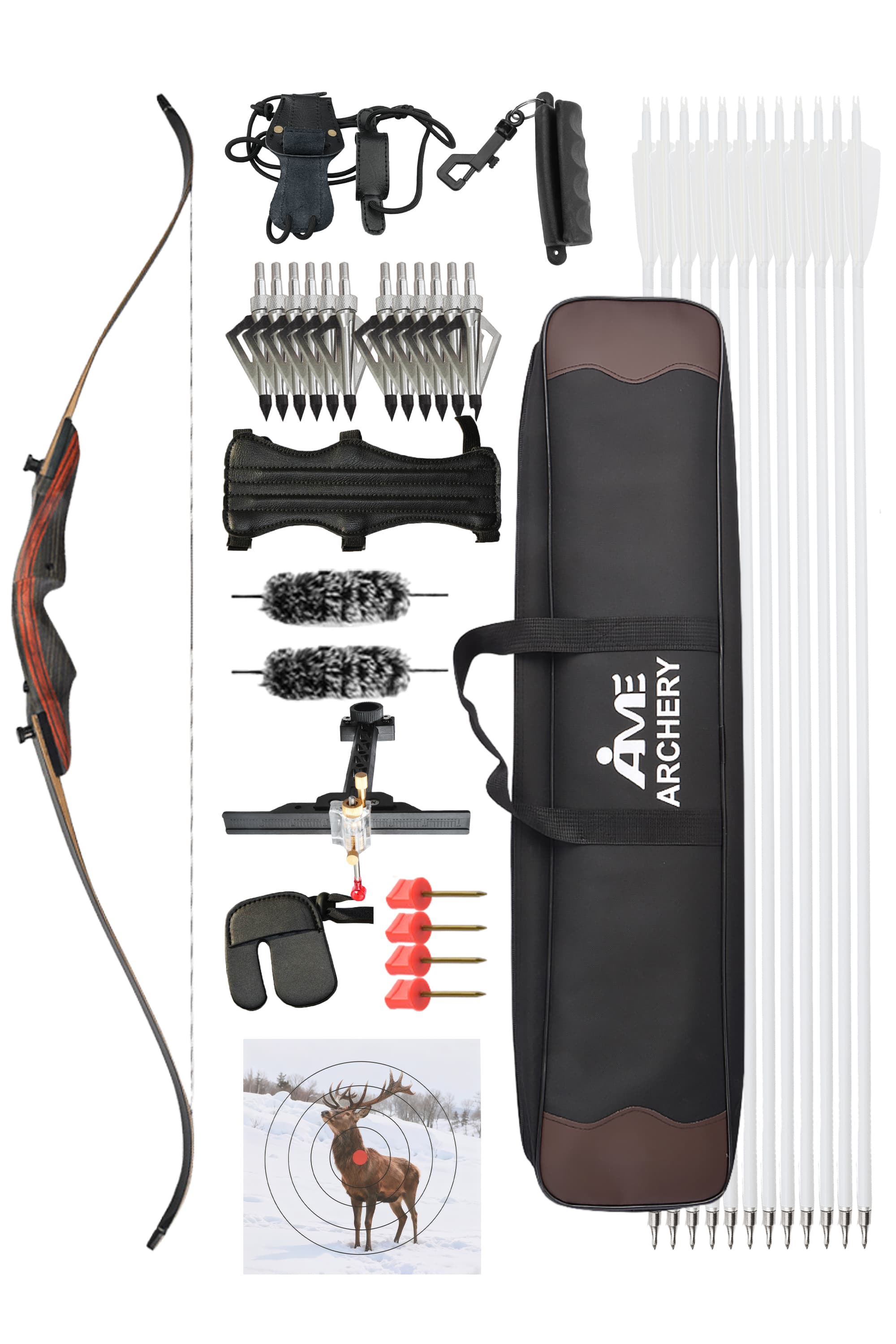 Hunting 20-50 lbs Recurve Bow set 62inch Takedown Bow