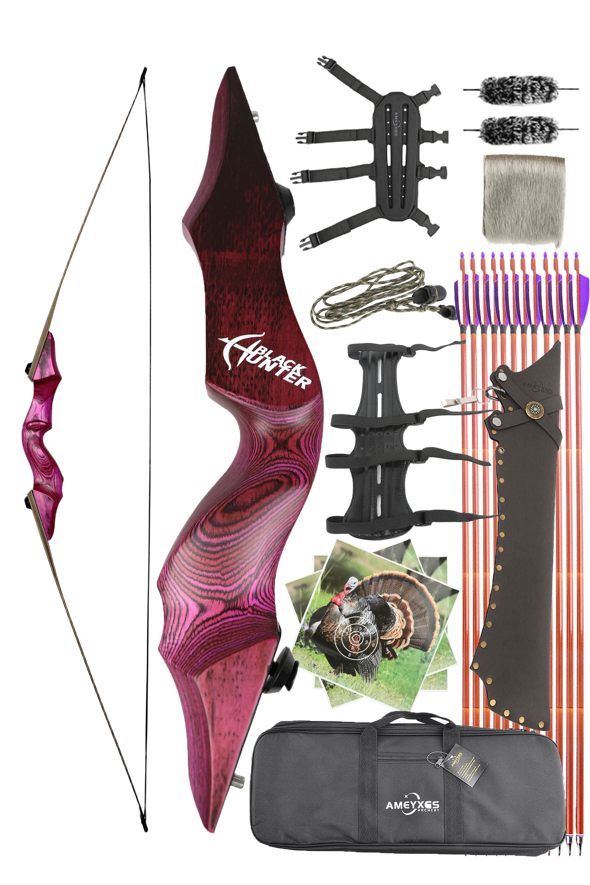 60 inch Recurve Bow Set 20-60lbs RH Archery Hunting