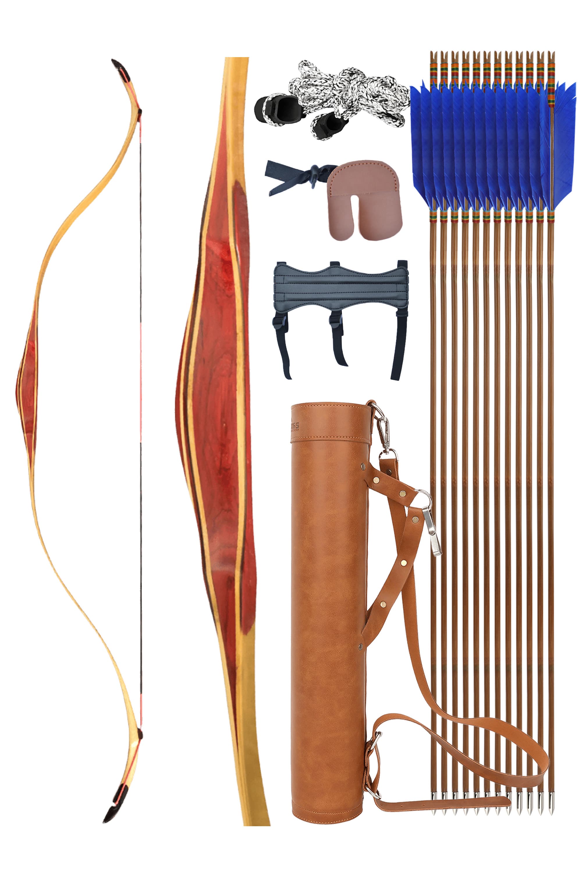 Archery Traditional Bow Set 15-50lbs Hunting LH RH