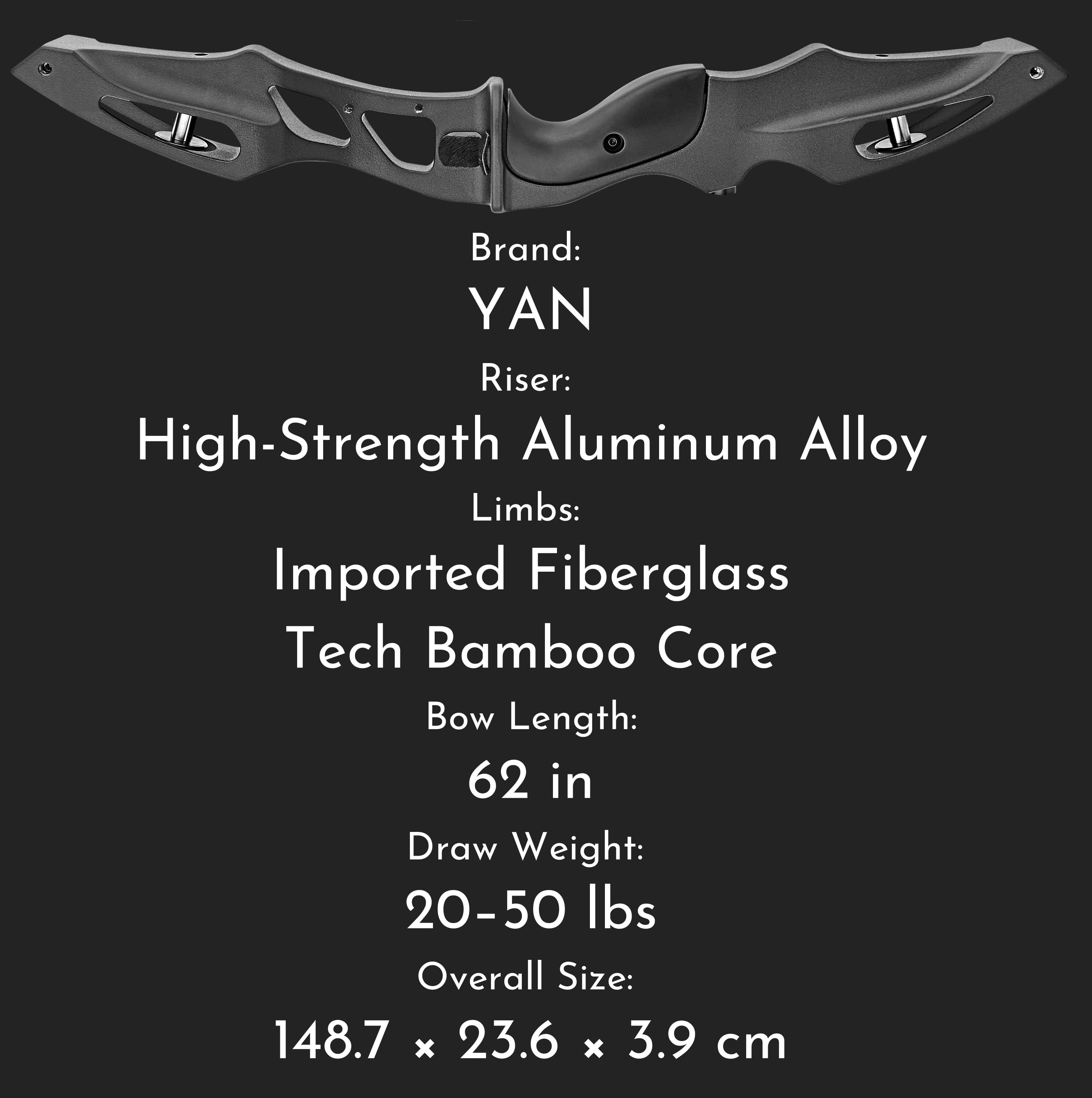 62" Recurve Bow 20-50lbs Adjustable Dual Damping