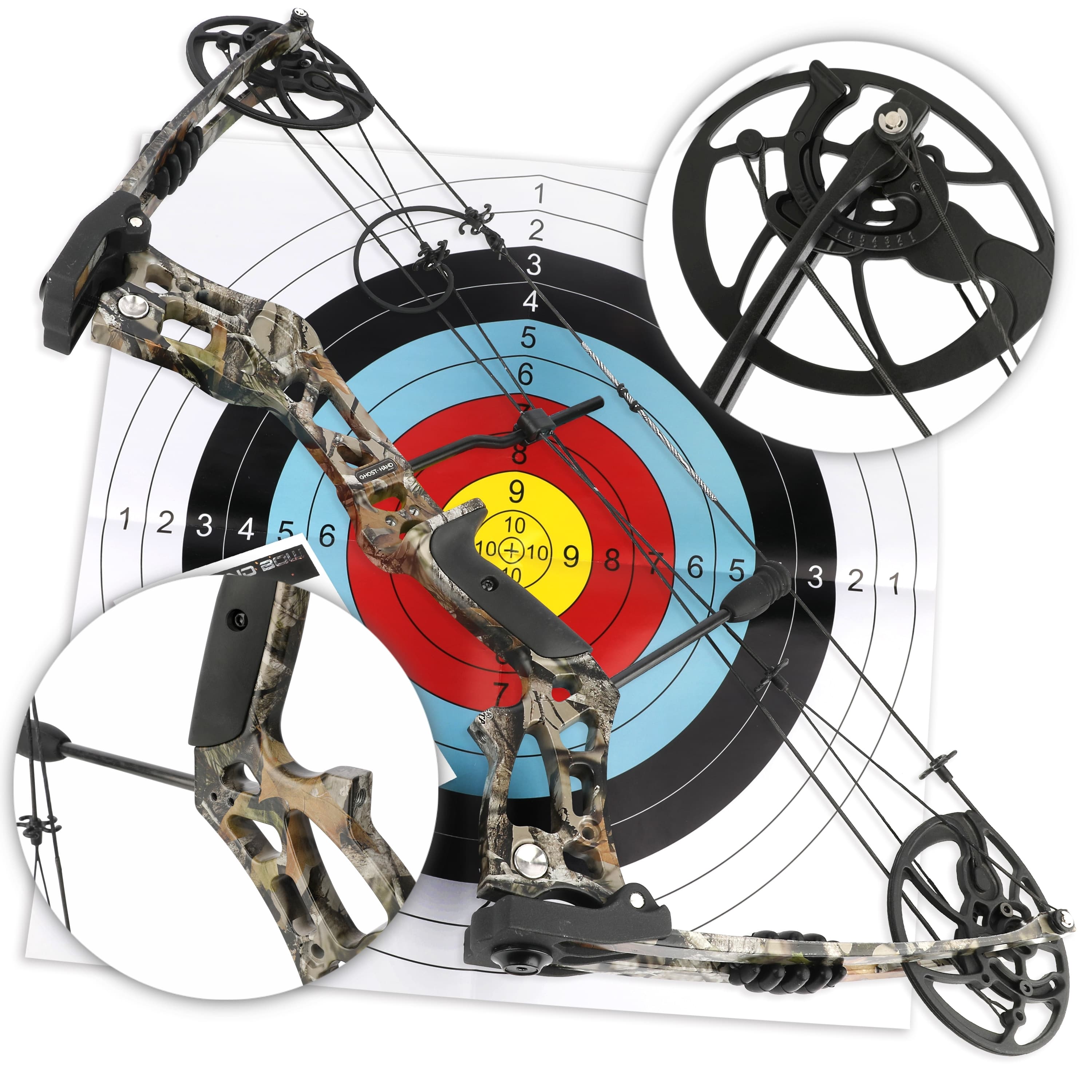 Compound Bow 30-70lbs Adjustable 75% Let-off Training Kit with 12 Arrows