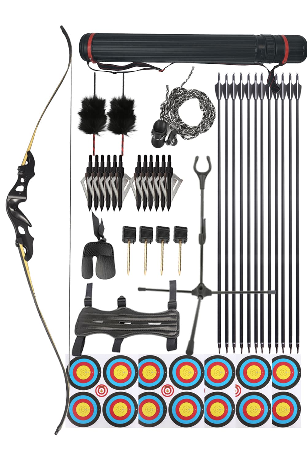 BLACK HUNTER 60" Metal Takedown Recurve Bow 20–55lbs Kit