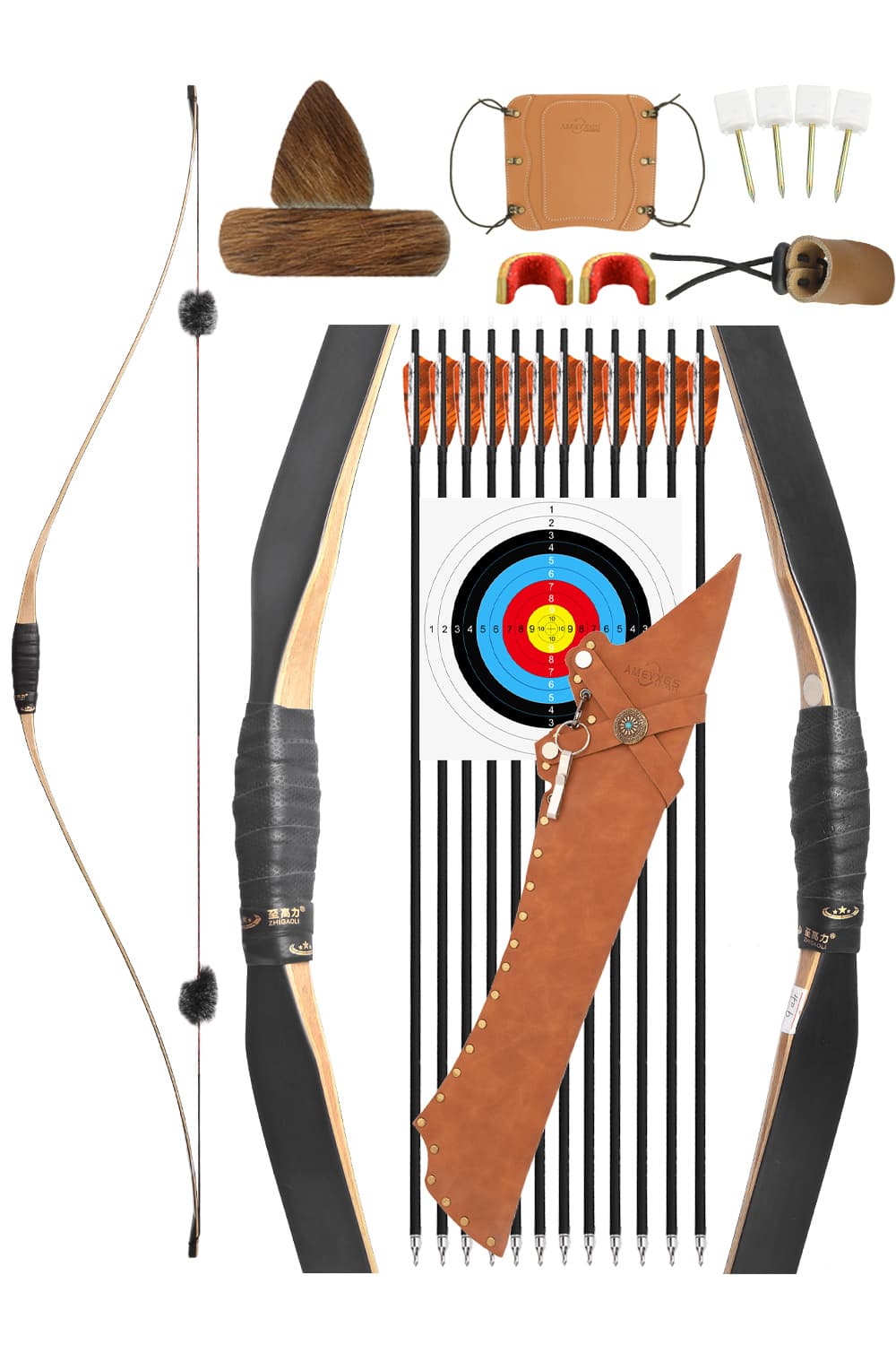 Traditional Triangle Longbow Archery Handmade 58 inch 15-50lbs 