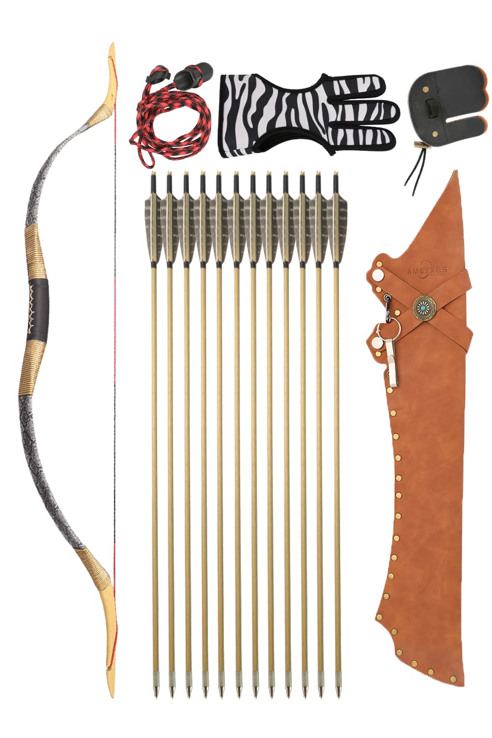Traditional Longbow Kit 25-55lbs with Arrows
