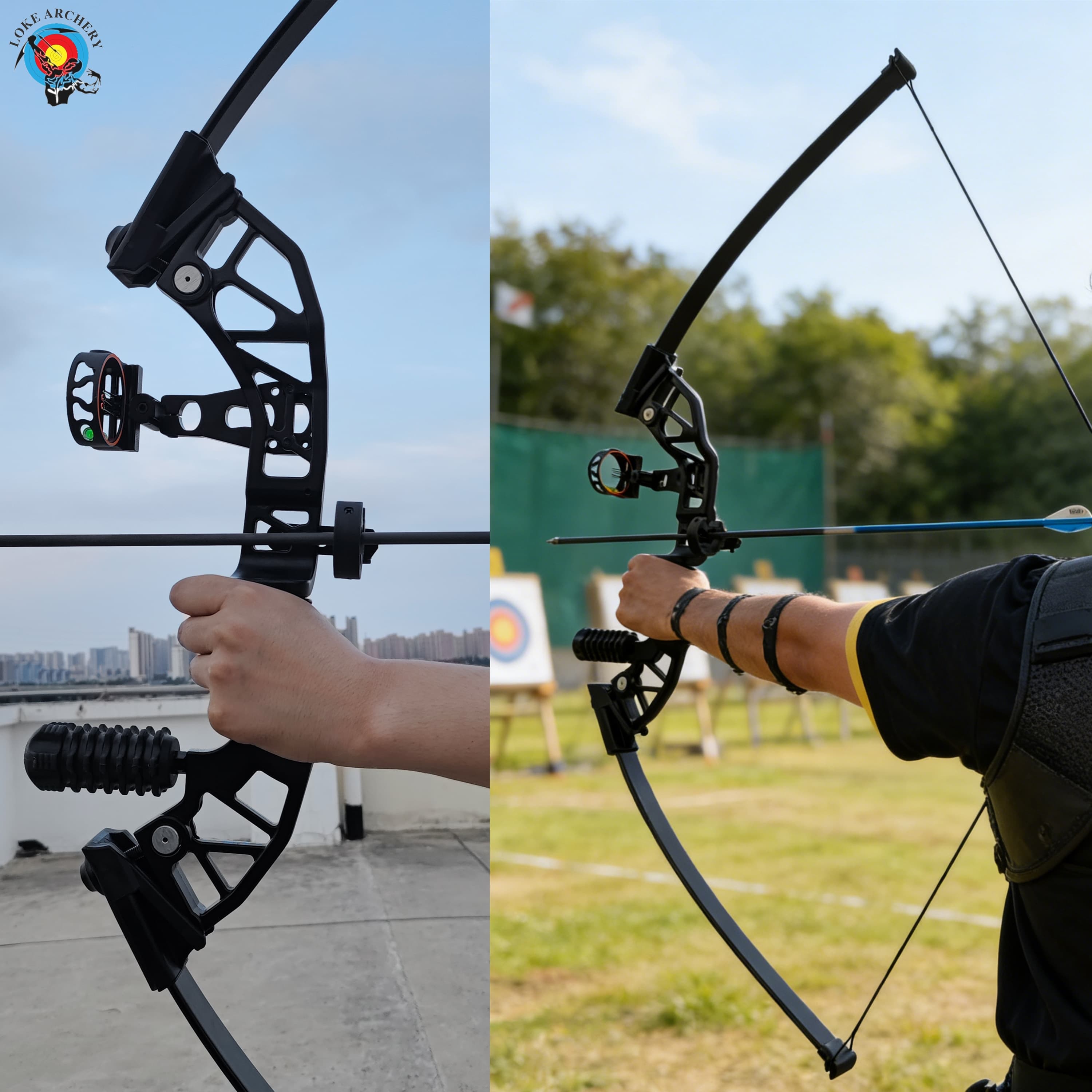 Archery Straight Bow/Recurve Bow 30-53lbs Adjust RH Target