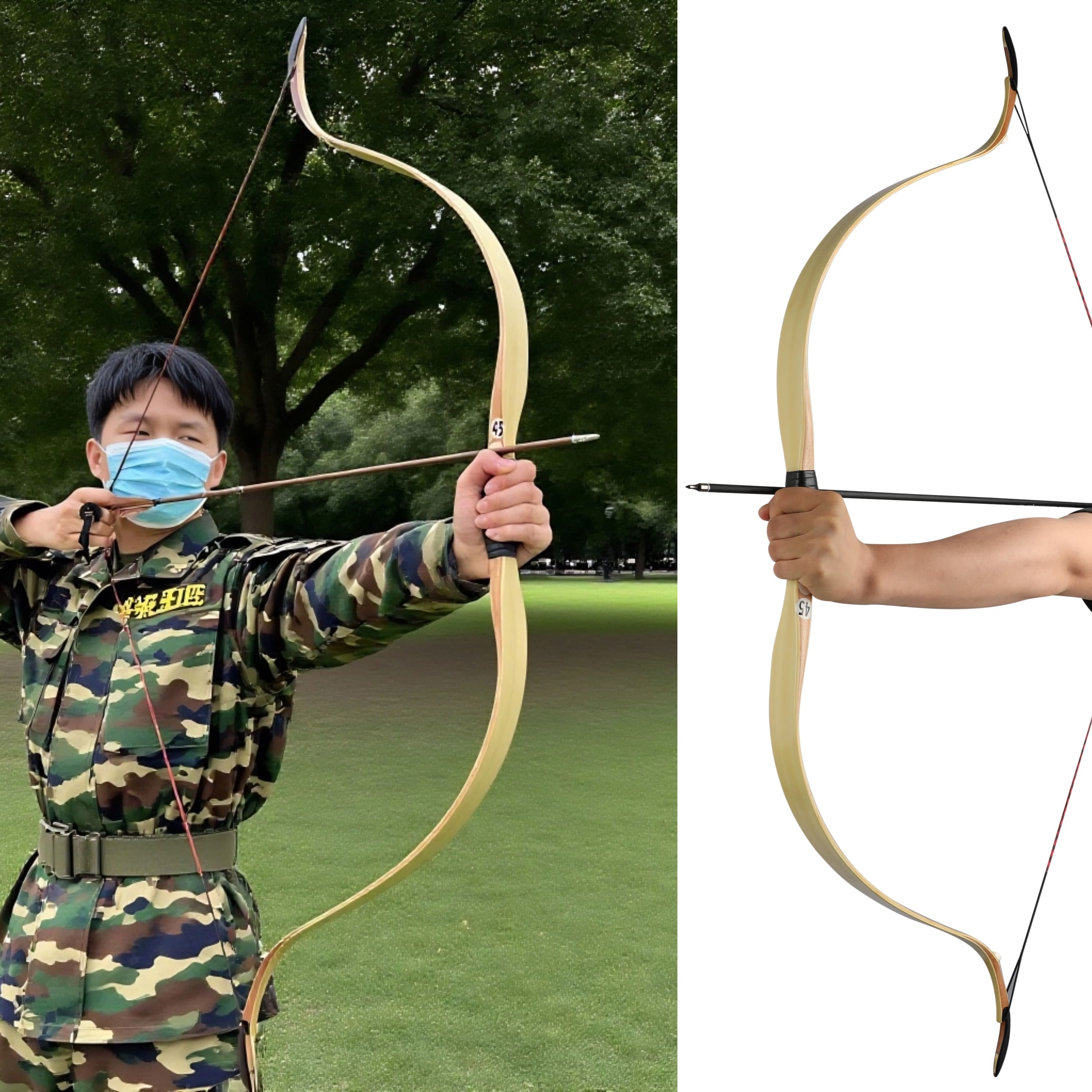 Archery Traditional Bow 20-45lbs Recurve Longbow Hunting Target