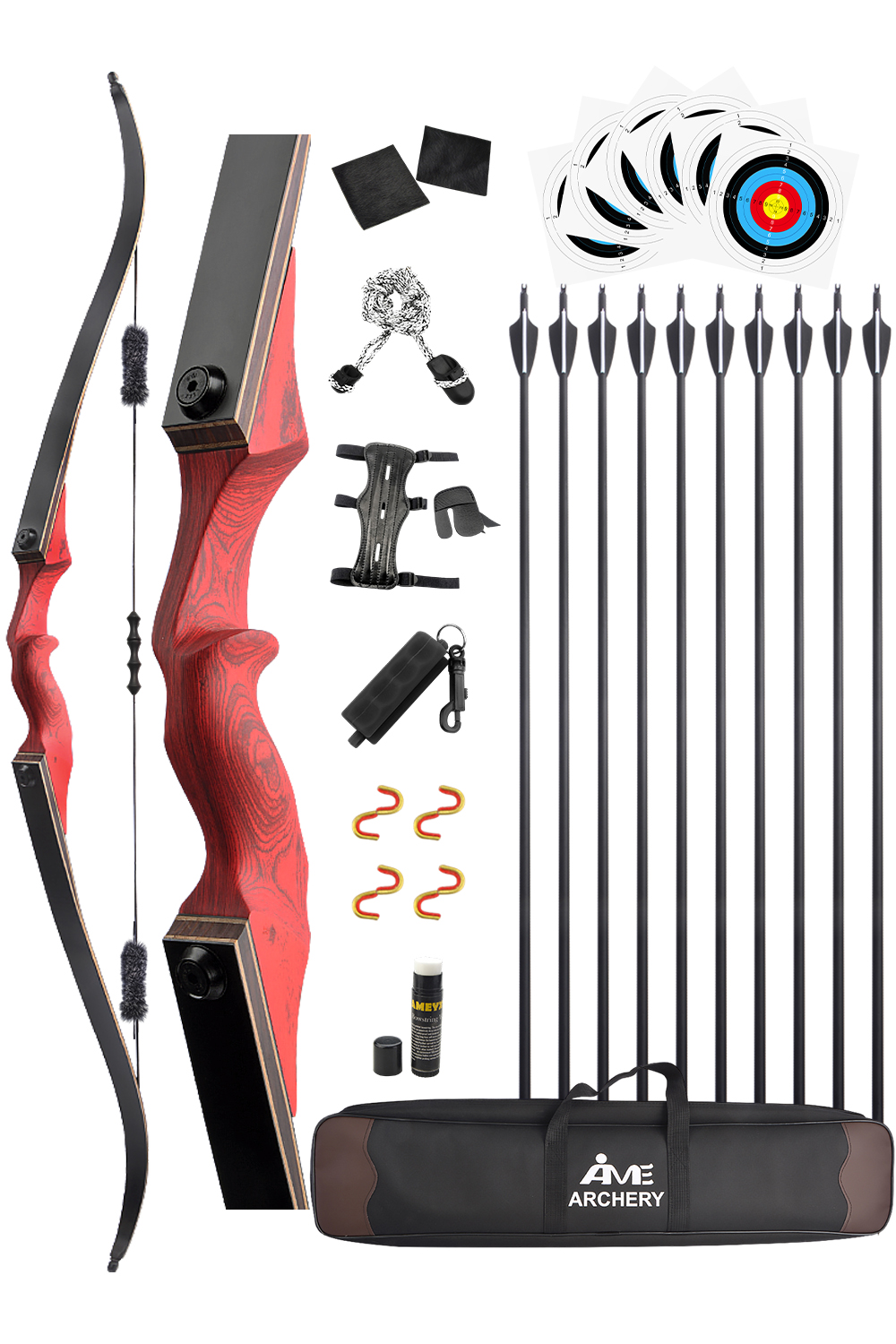 Black Hunter 20-60Lbs RH LH Hunting Recurve Bow Set-Lokearchery