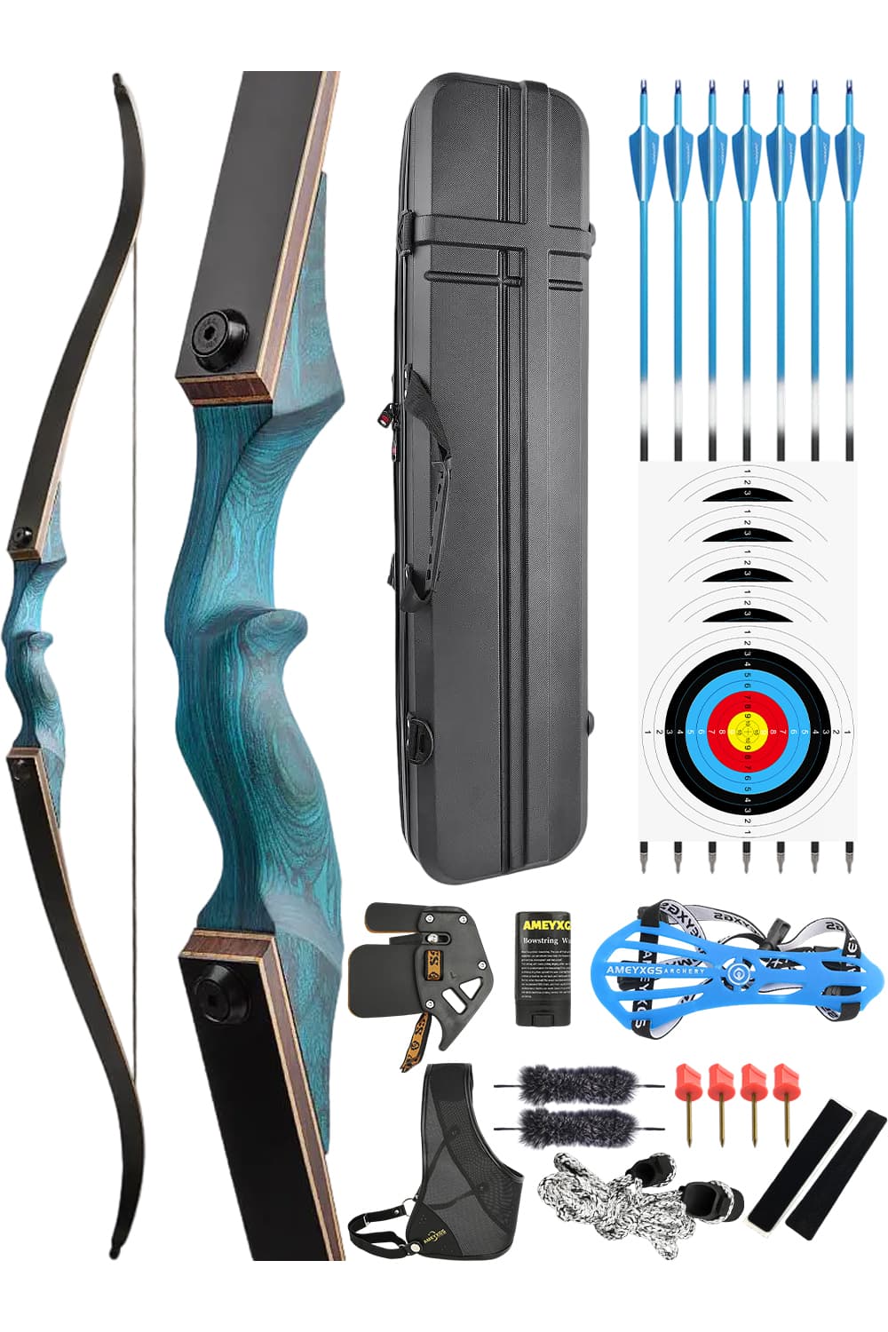 Black Hunter 60" 20-60Lbs RH LH Hunting Recurve Bow Set-Lokearchery