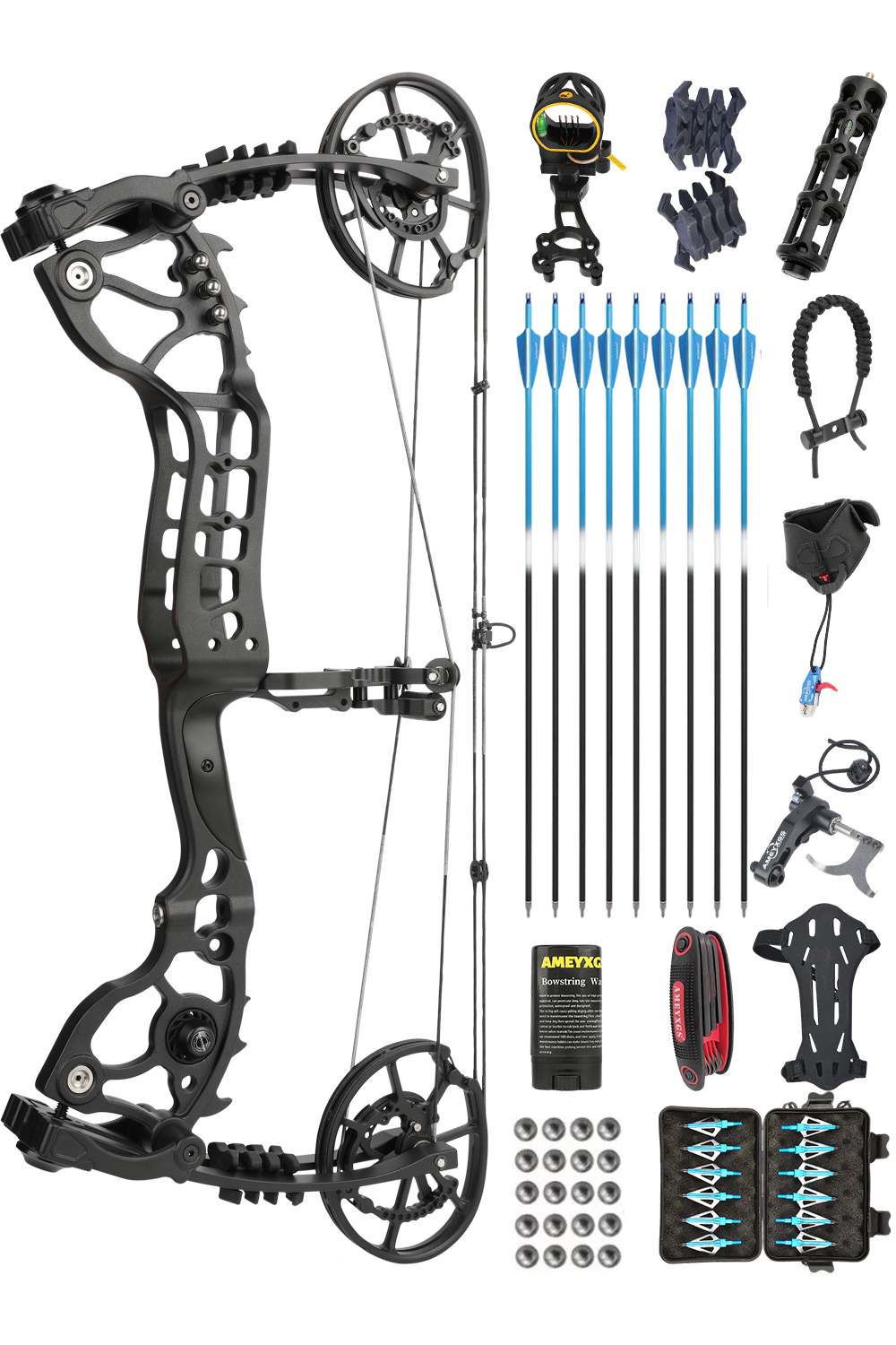 Junxing 20-70Lbs Archery Hunting Steel Ball Compound Bow Set-Lokearchery