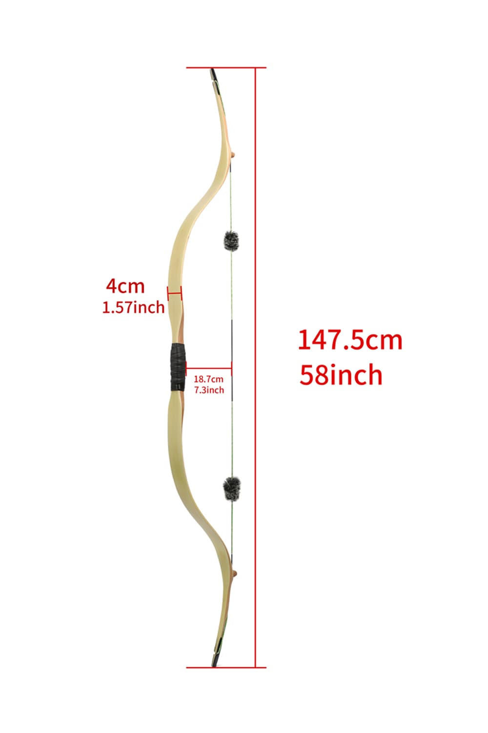 Lokearchery One Piece Traditional Longbow Archery Recurve Bow-Lokearchery