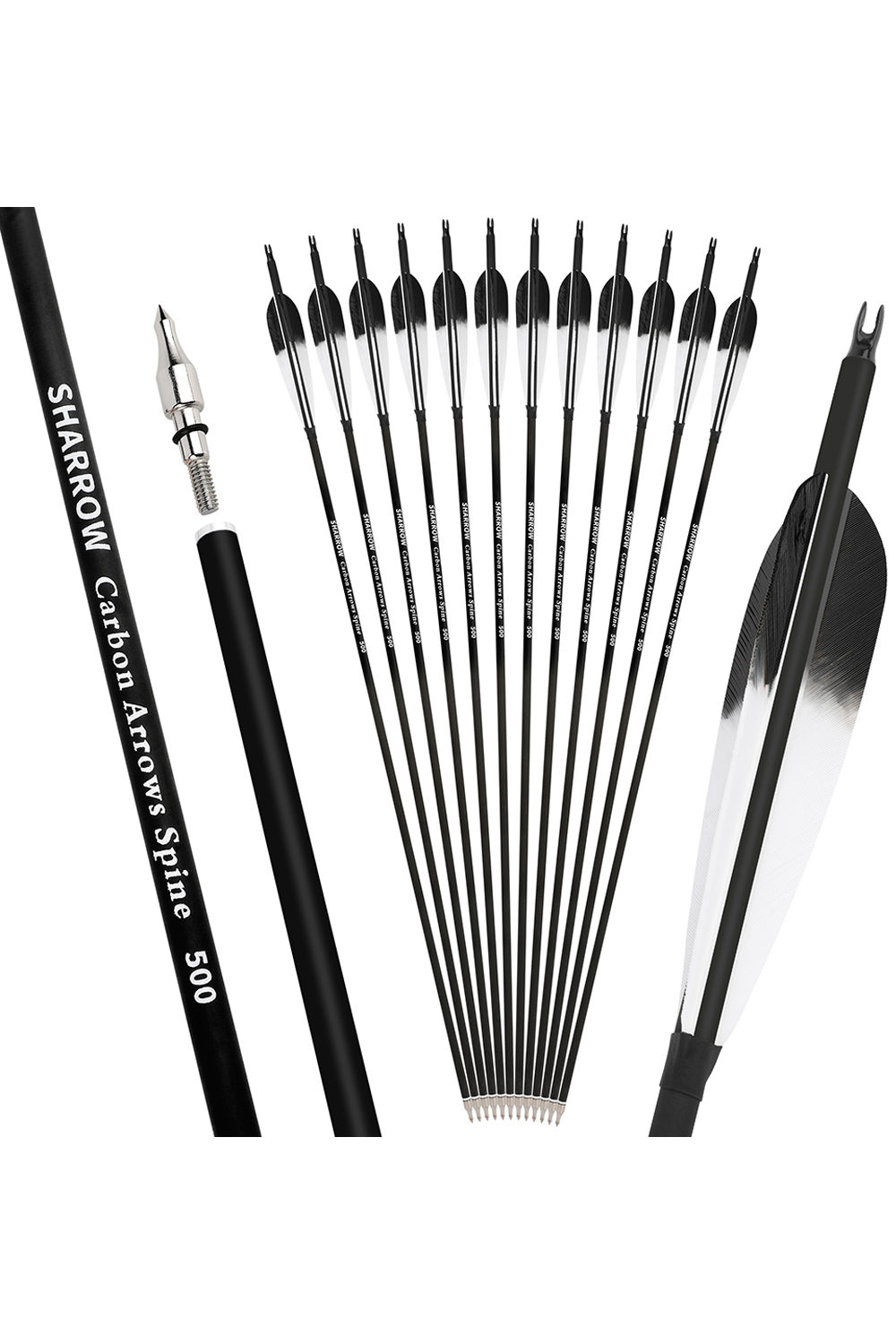 Sharrow 31 inch 500 Spine Archery Hunting Carbon Arrows