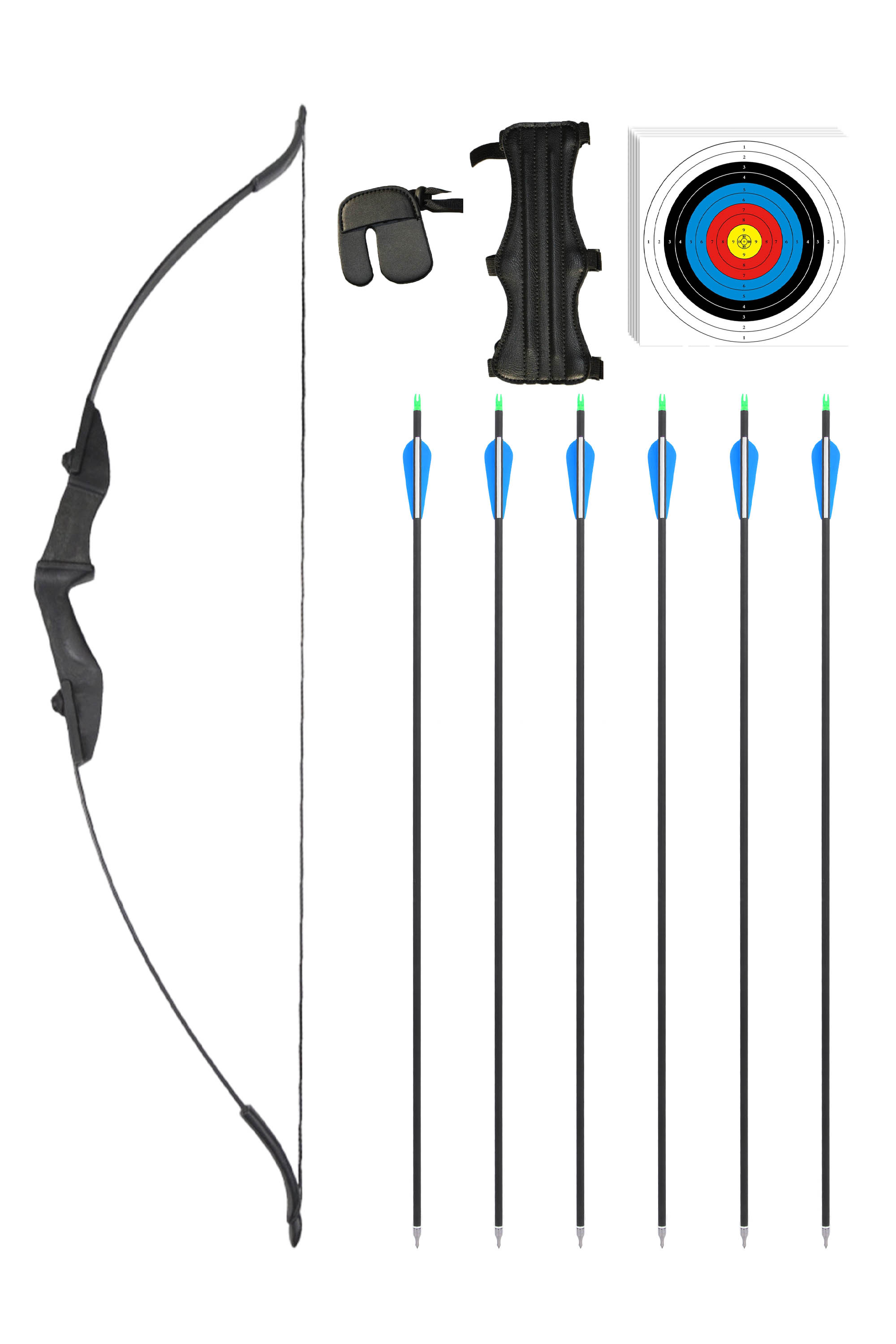 57" Ambidextrous Recurve Bow, 30/40 lbs, High-Strength Nylon Riser