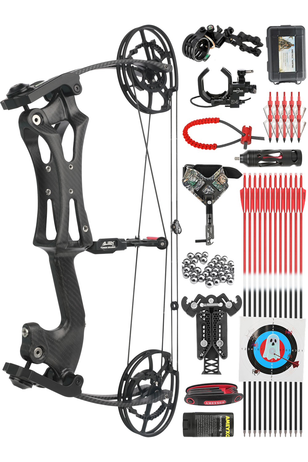 Alien 30-70Lbs Carbon Fiber Adjustable Hunting Compound Bow