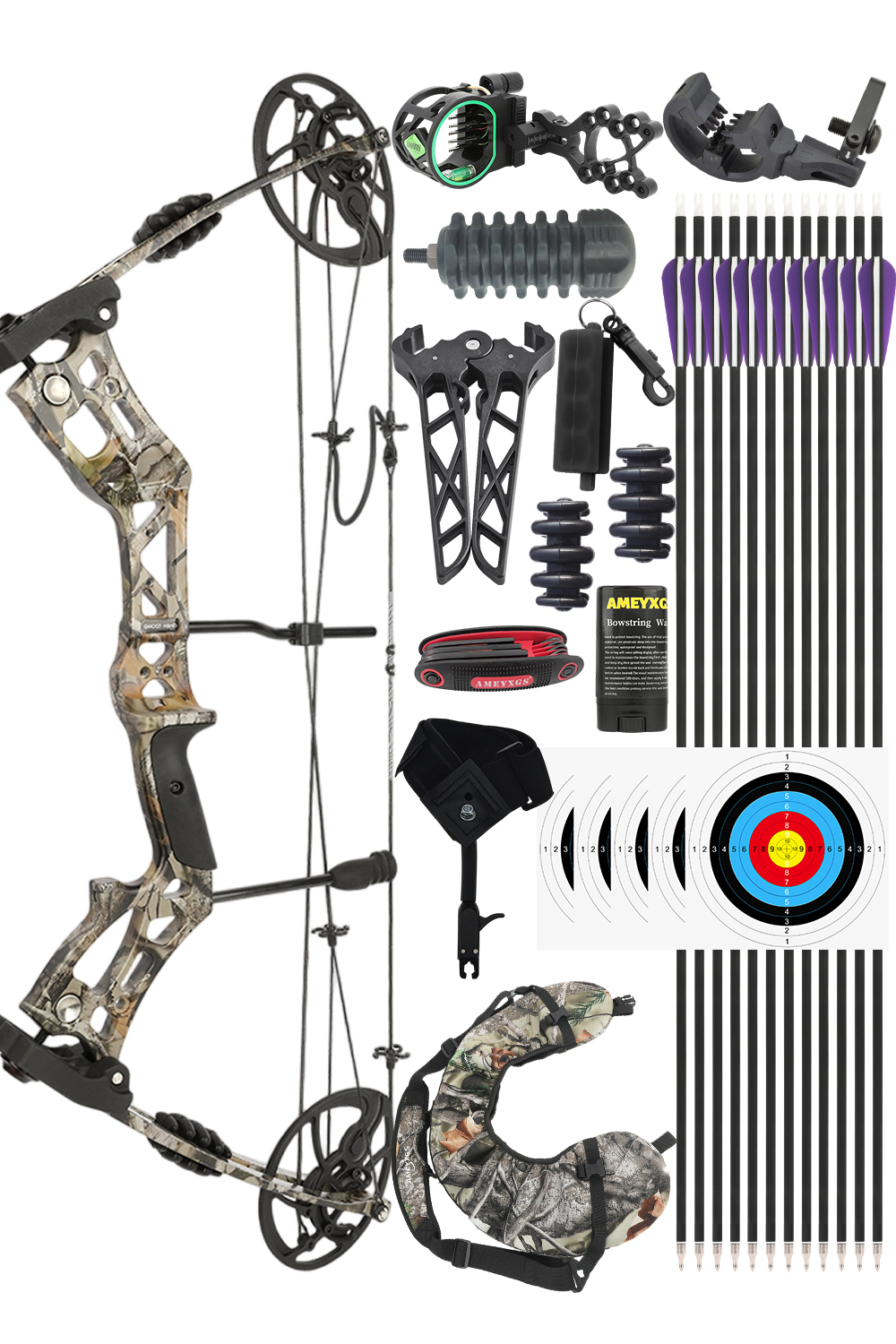 Adjustable 30–70lbs Adult Hunting Compound Bow Complete Kit 