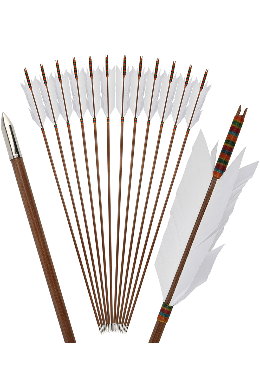 Lokearchery Handmade Bamboo Arrows with 4" Turkey Feathers