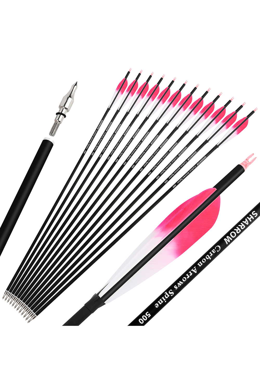 Sharrow 31 inch 500 Spine Archery Hunting Carbon Arrows
