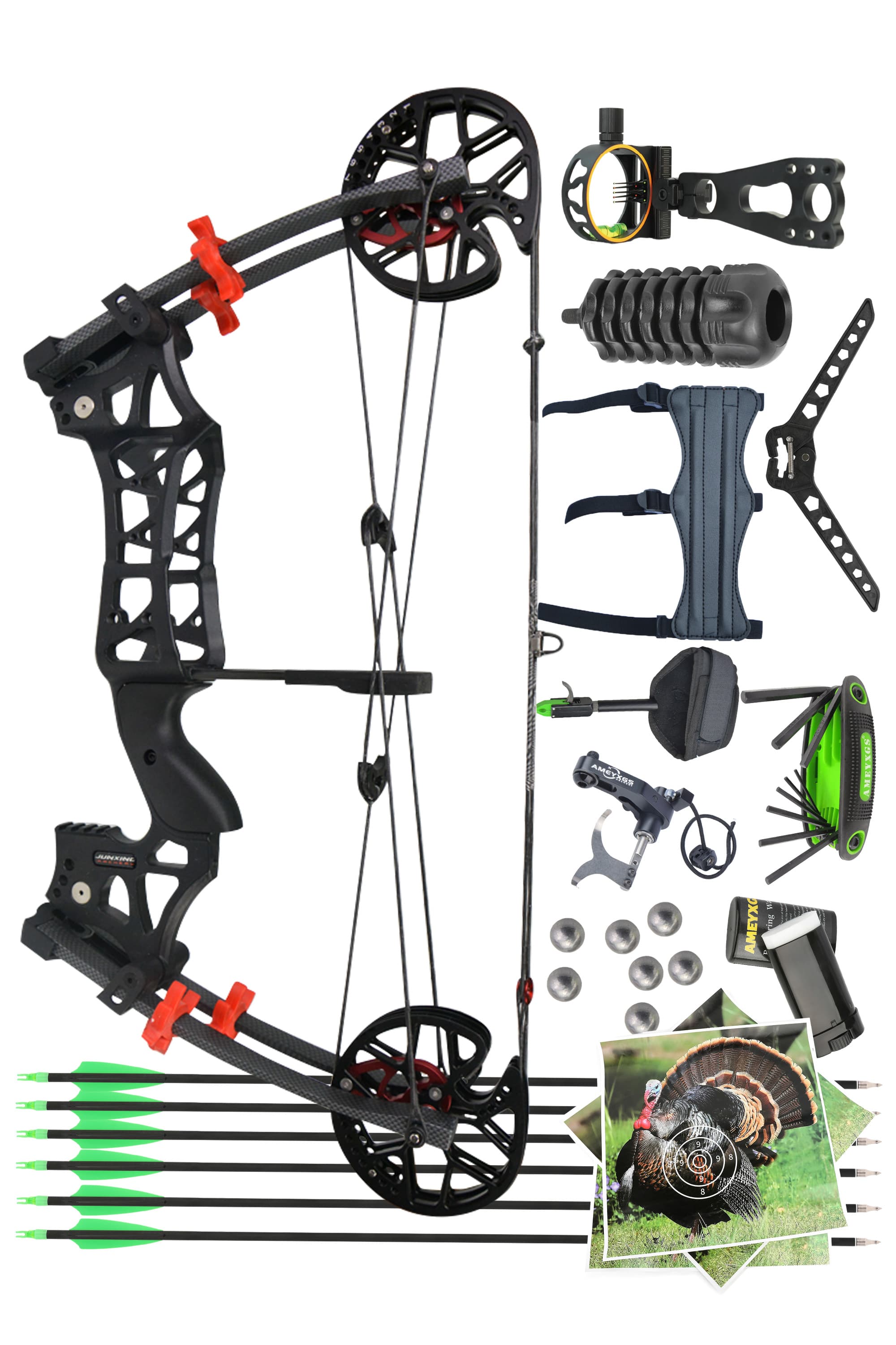 30-60lbs Compound Bow Archery Arrow Kit Target
