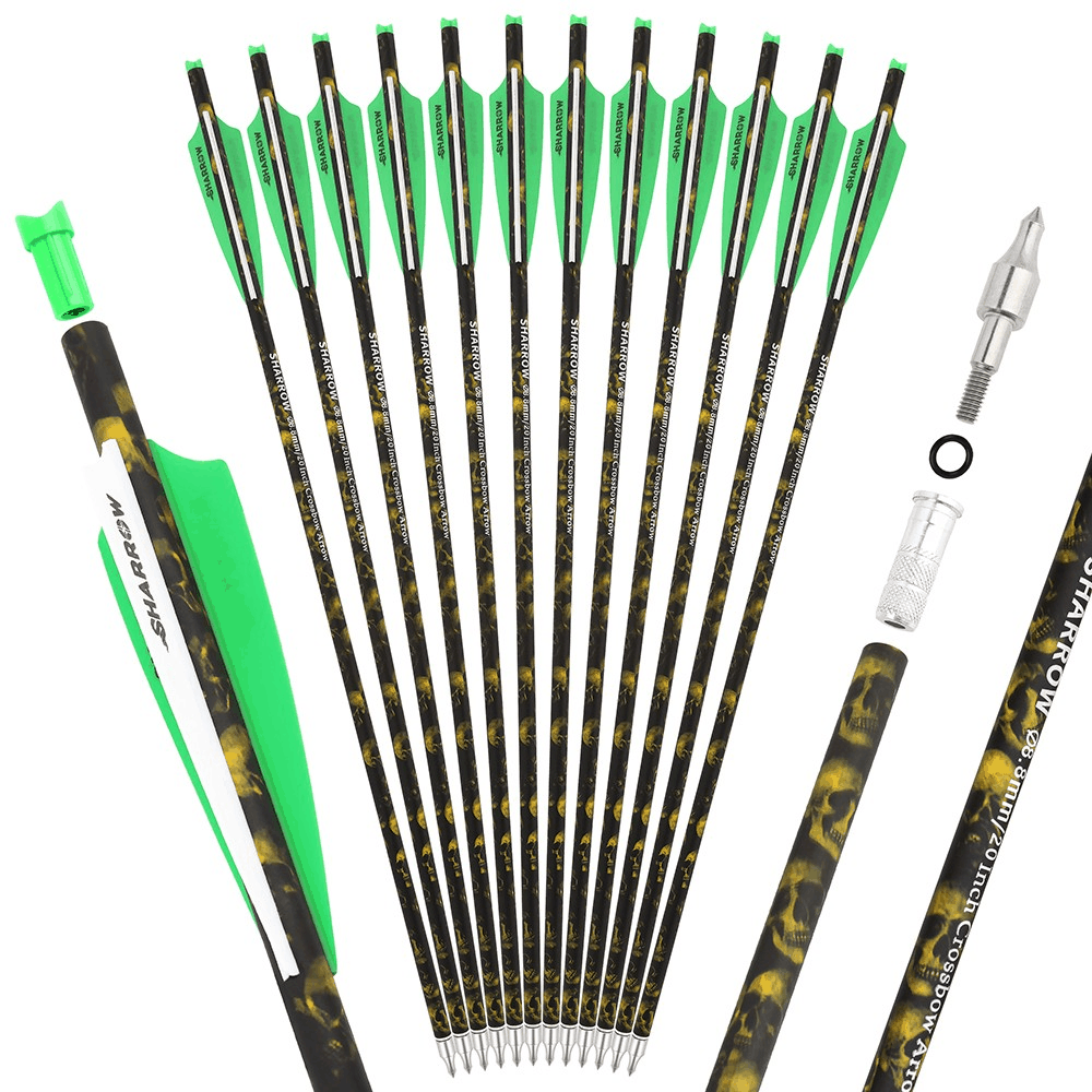 Sharrow Carbon Crossbow Bolts 20-Inch Hunting Arrows Set