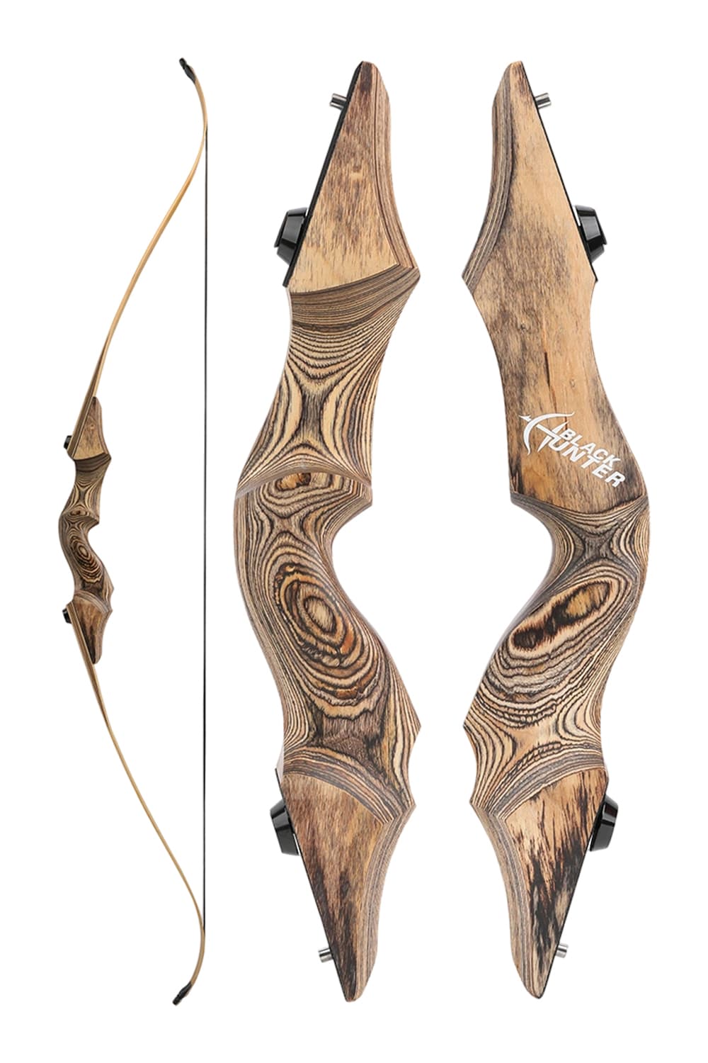 Black Hunter 60 Inch RH LH Recurve Bow 20-60Lbs Hunting Bow Set