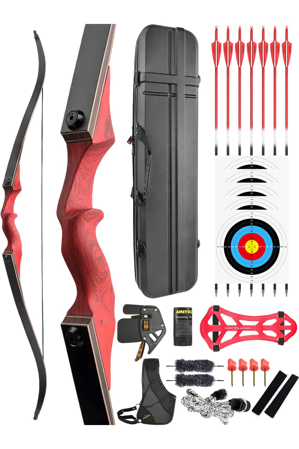 Black Hunter 60" 20-60Lbs RH LH Hunting Recurve Bow Set-Lokearchery