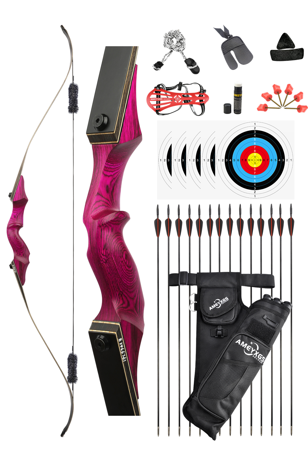 Black Hunter 20-60Lbs Hunting Archery Recurve Bow Set RH LH-Lokearchery