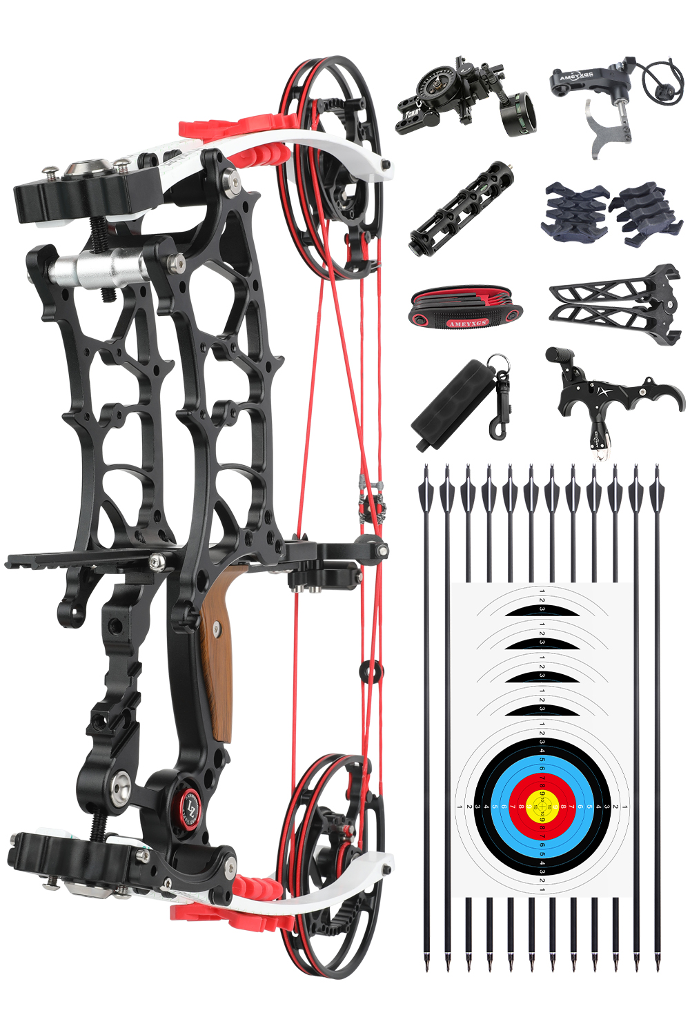 17" 30-75Lbs Steel Ball Compound Bow Archery Set RH LH-Lokearchery