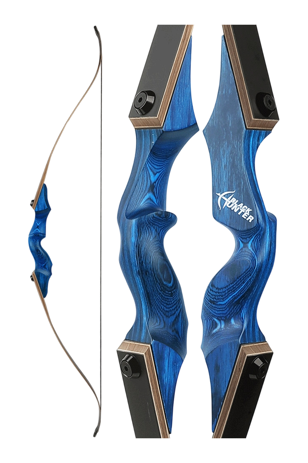 Black Hunter 60" Diamond Edition Blue 50lbs Recurve Bow and Arrows Set