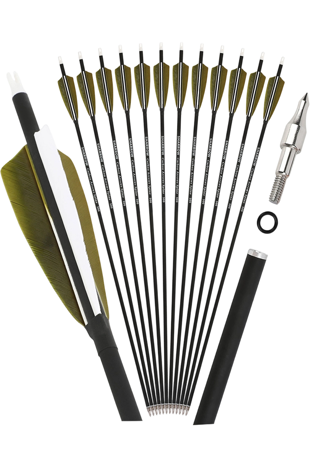 Sharrow 30 inch Real Feather 500 Spine Hunting Carbon Arrows