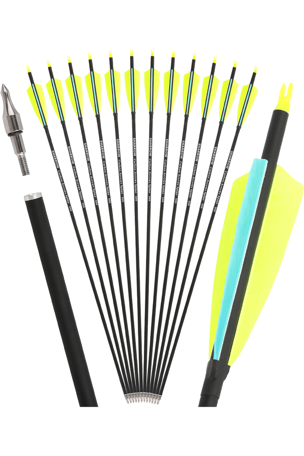 Sharrow 30 inch 500Spine Carbon Arrows for Compound/Recurve Bows
