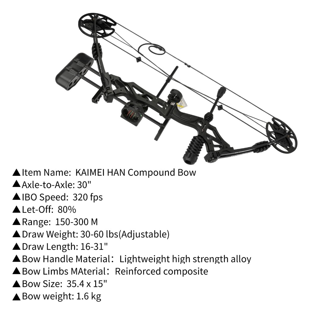 KAIMEI HAN Adjustable Hunting Compound Bow Set 30-60lbs