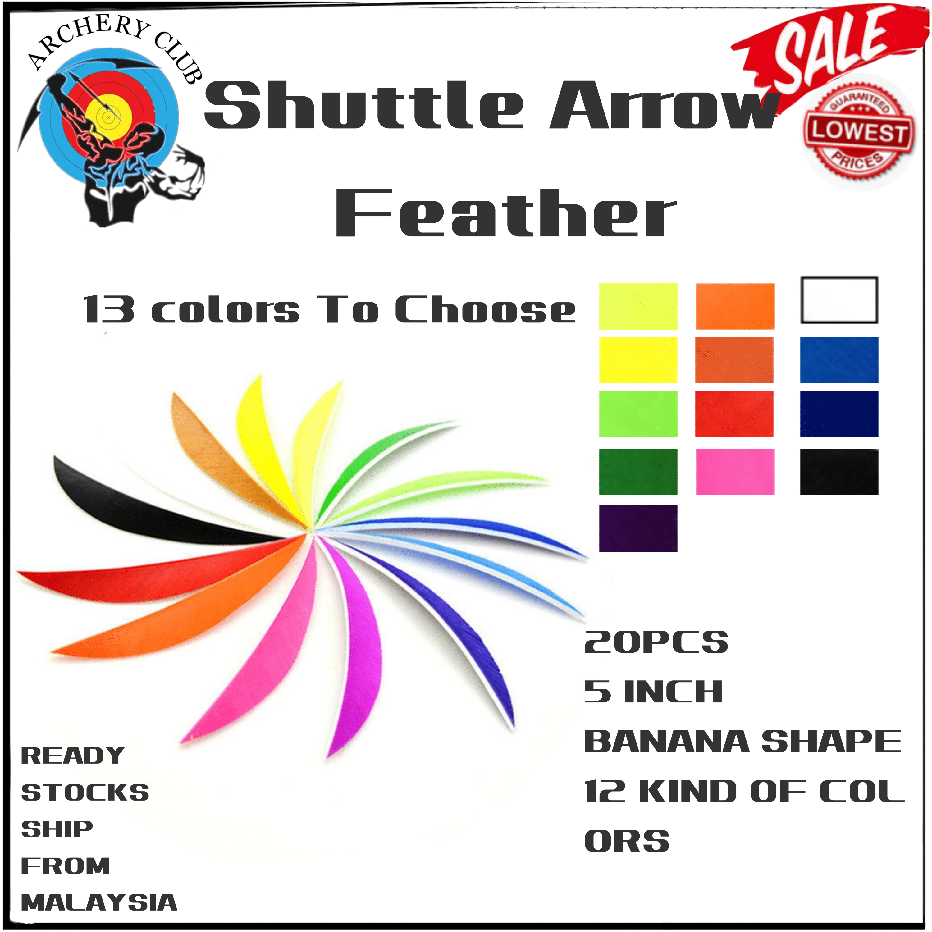 20PCS 5''Shuttle Arrow Feather For DIY