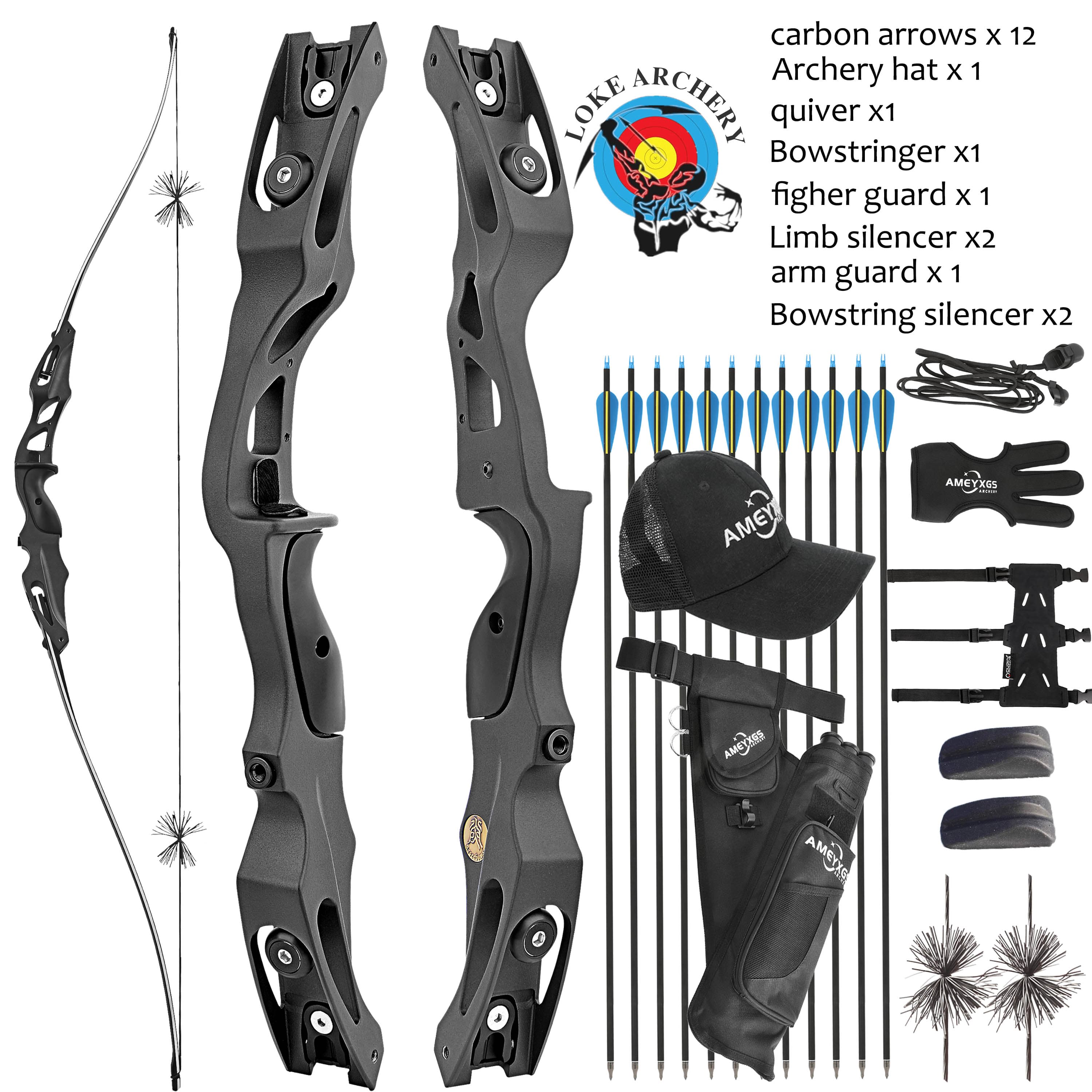 62" Recurve Bow 20-50lbs Adjustable Dual Damping