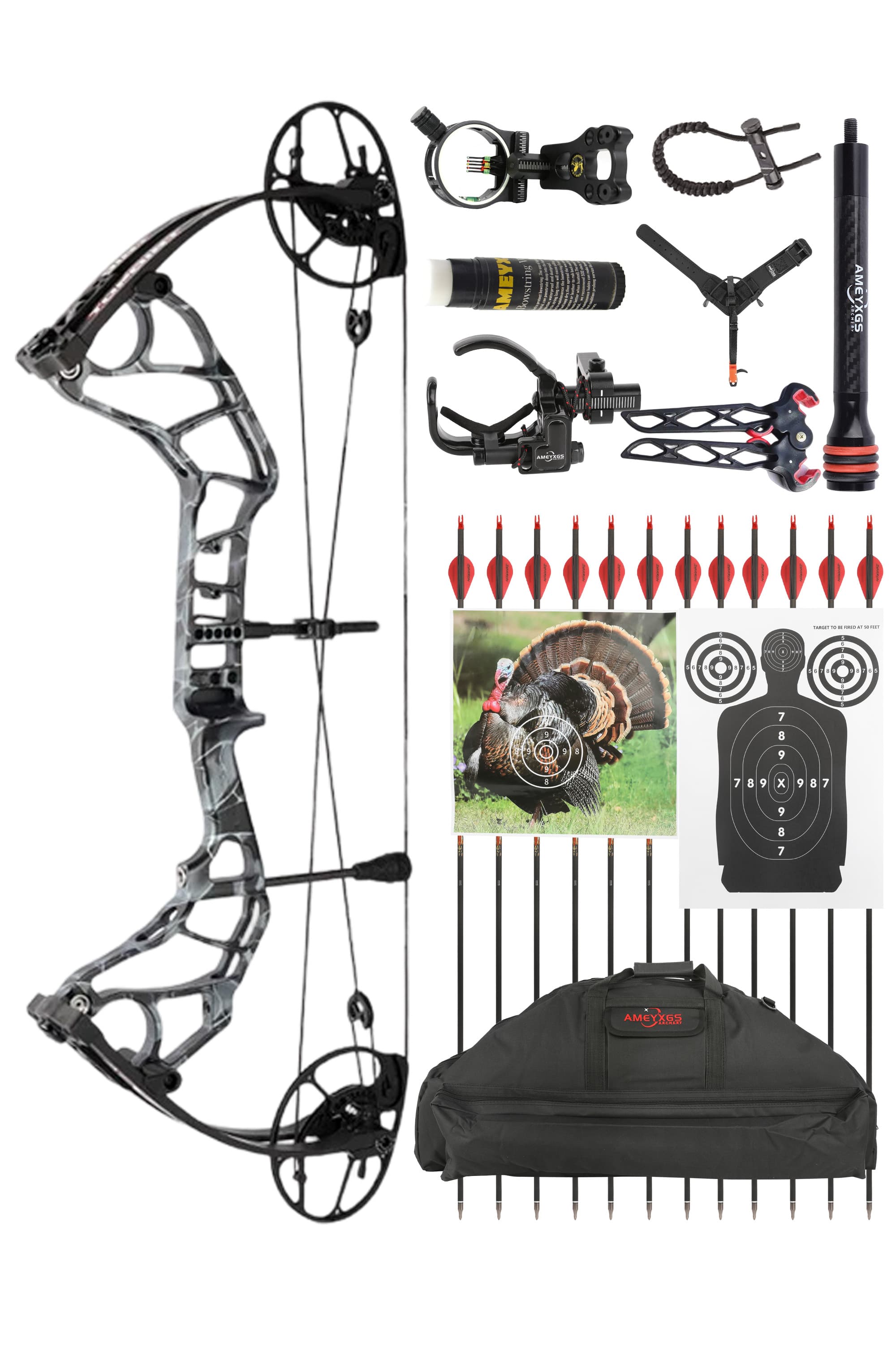 50-60lbs Compound Bow Set IBO 344FPS Archery Target