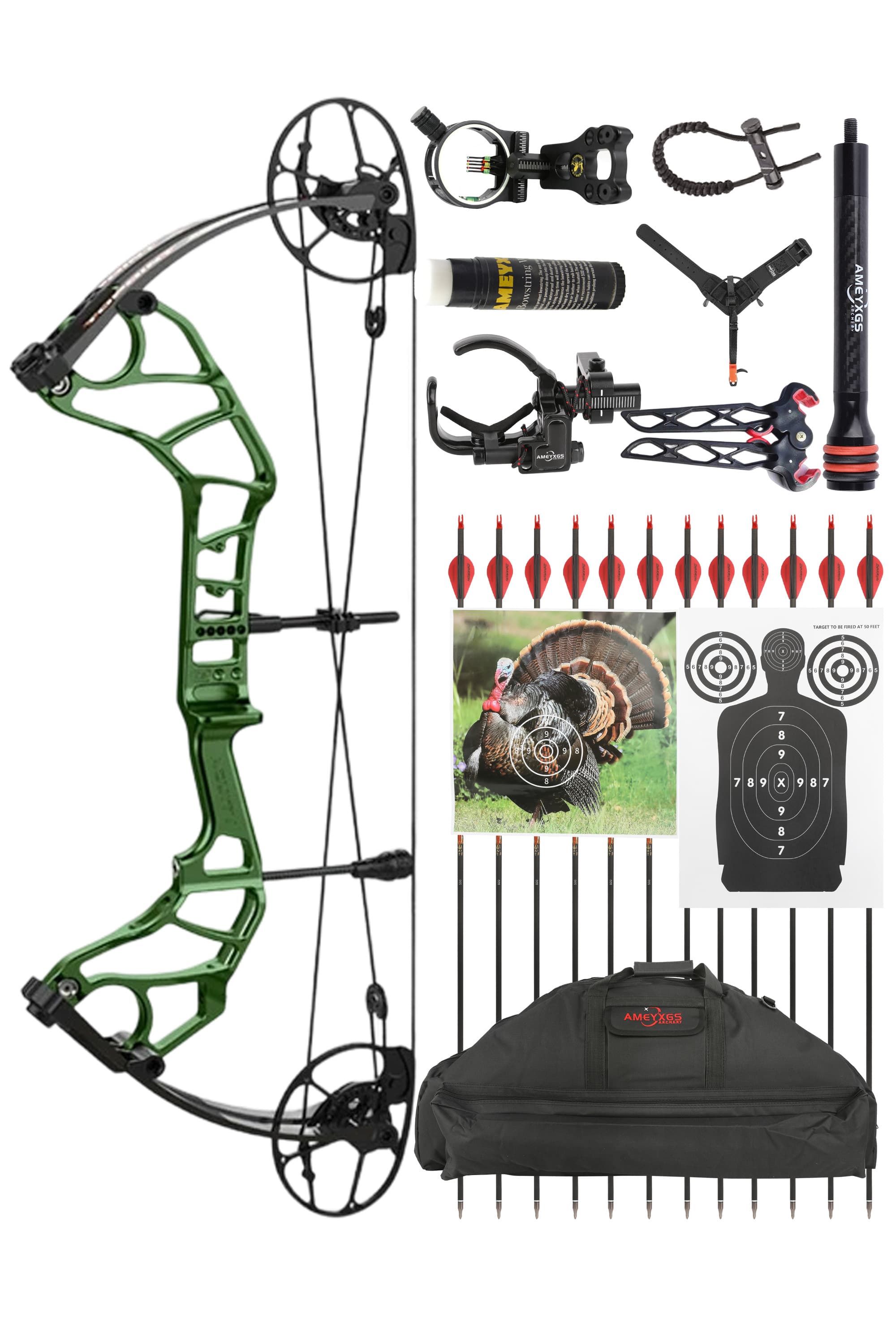 50-60lbs Compound Bow Set IBO 344FPS Archery Target