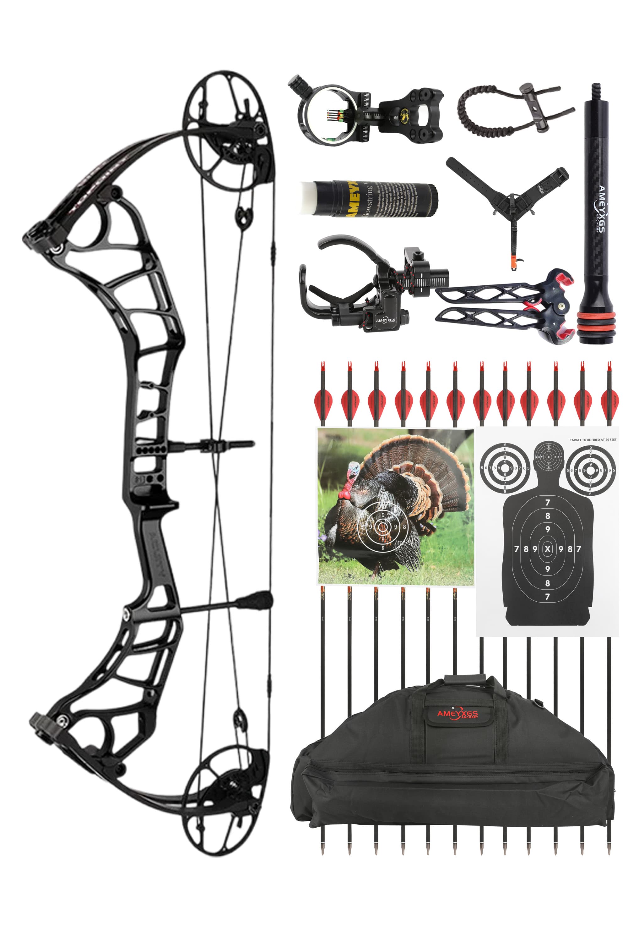 50-60lbs Compound Bow Set IBO 344FPS Archery Target