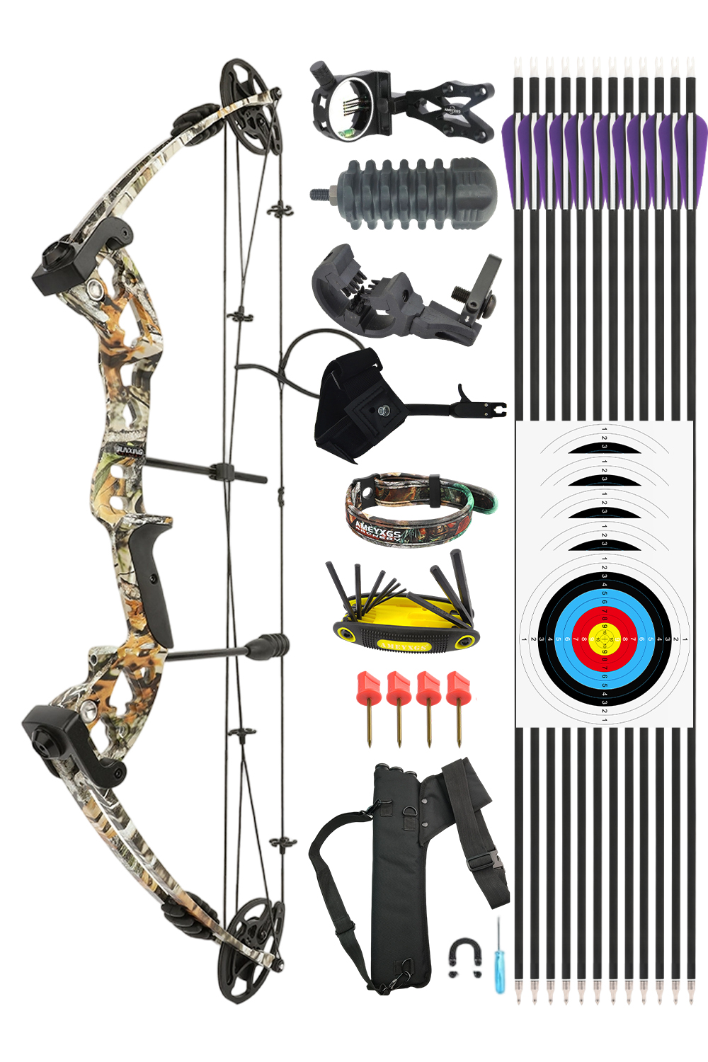 Junxing M131 30-55Lbs CNC Aluminum Alloy Hunting Compound Bow Set