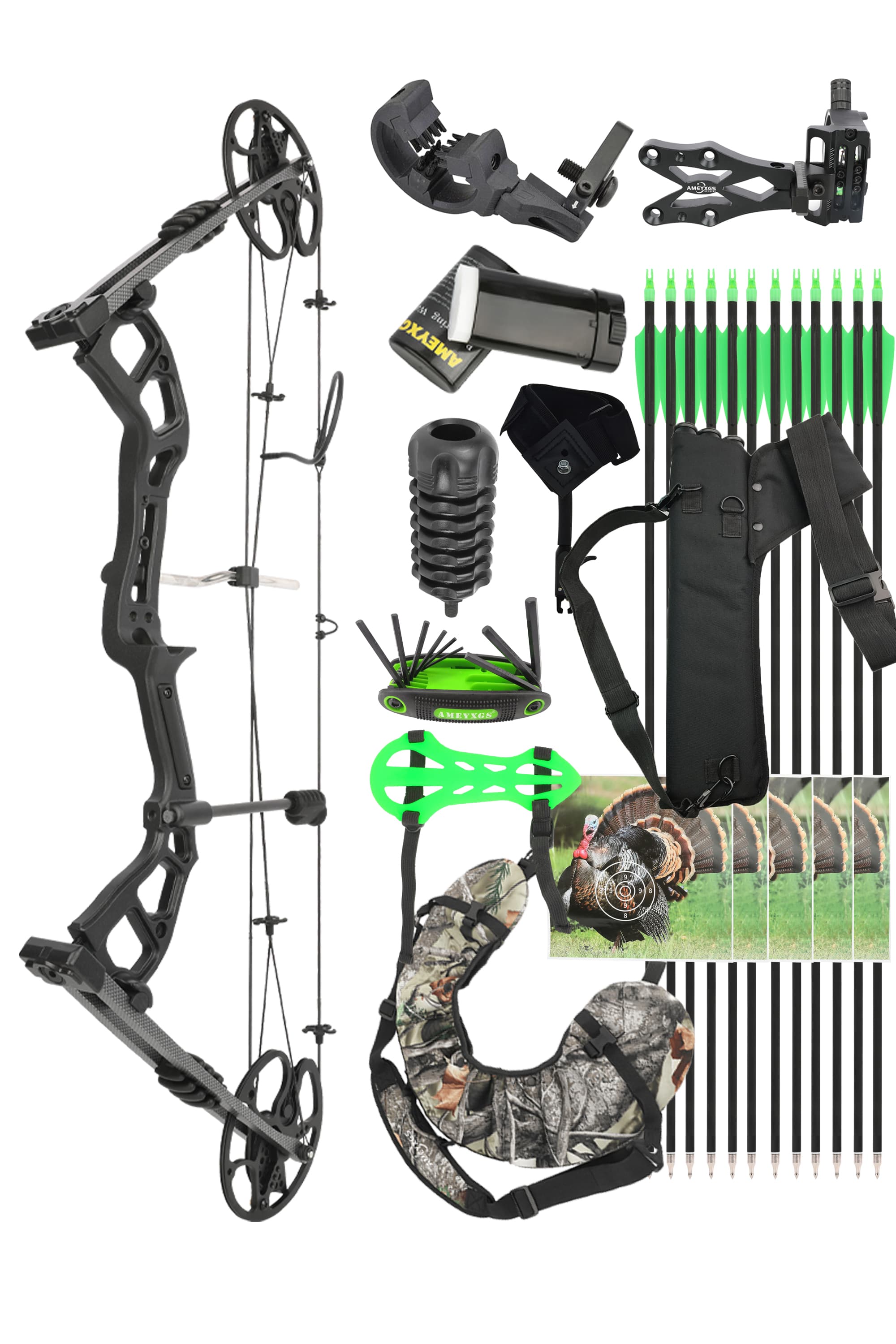 0-70lbs Compound Bow Kit Archery IBO 325FPS Target