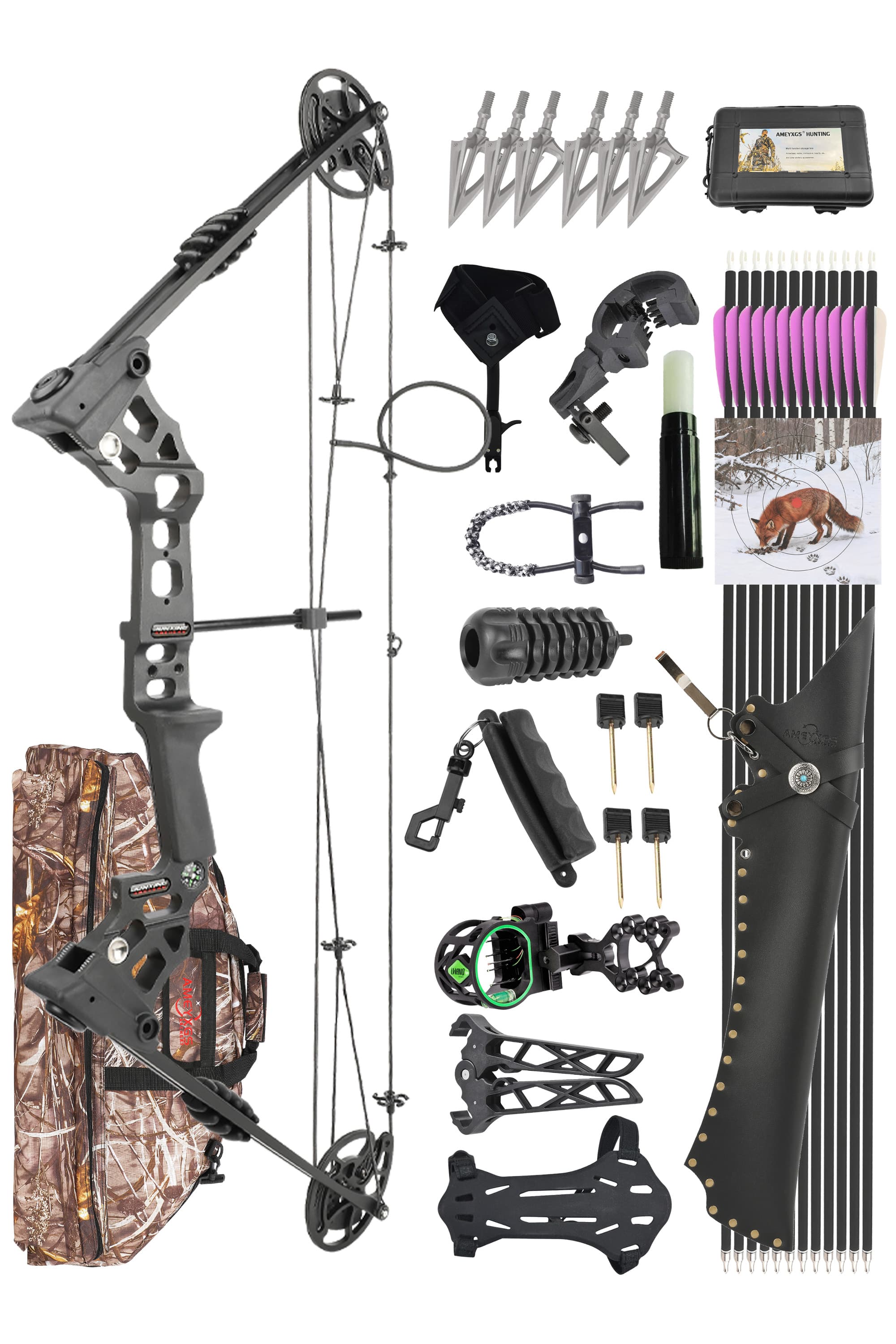 Compound Bow Set 20-70lbs Archery Targeting IBO 320FPS