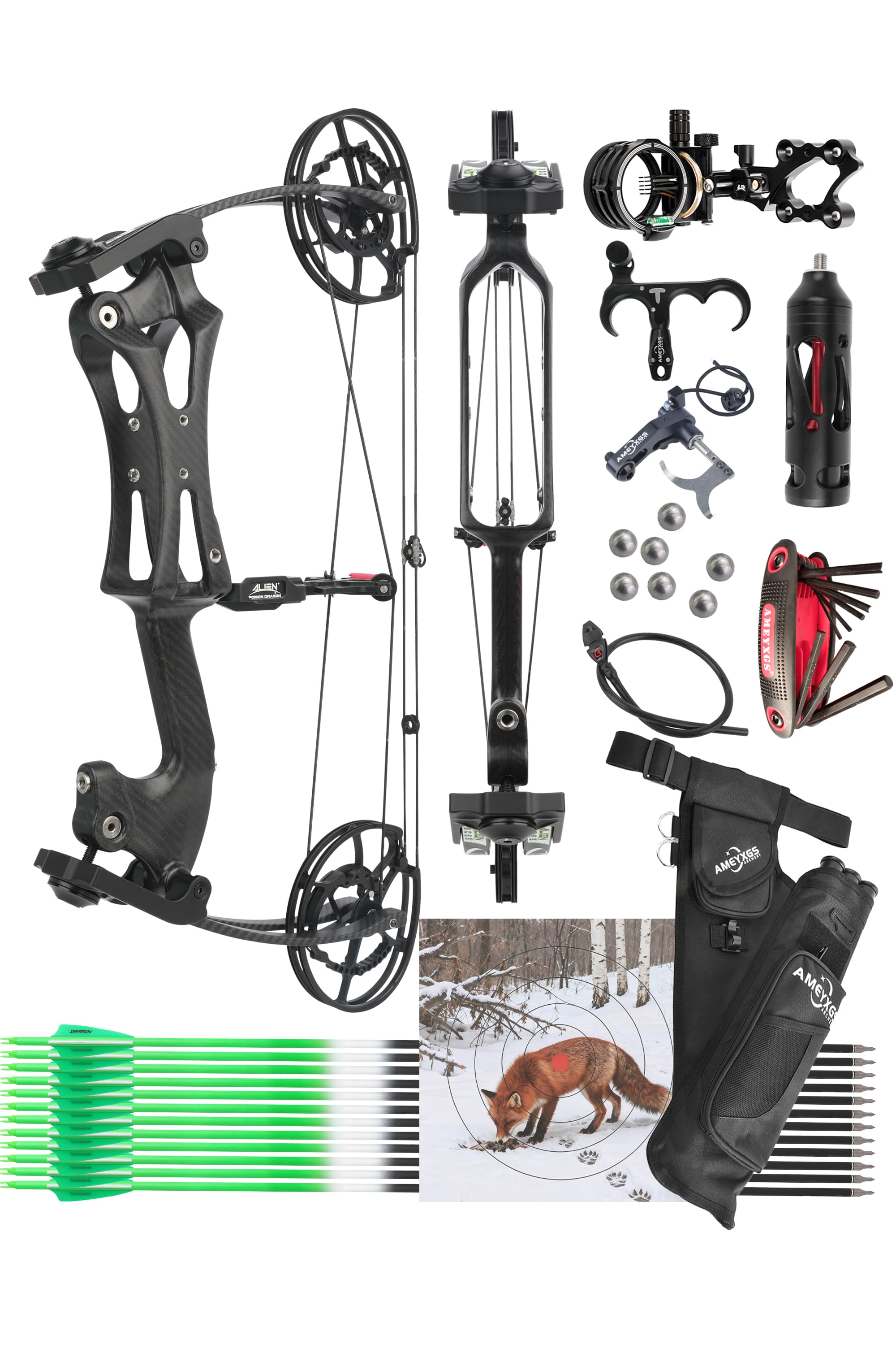 Carbon Fiber Compound Bow Set 30-70 lbs Adjustable