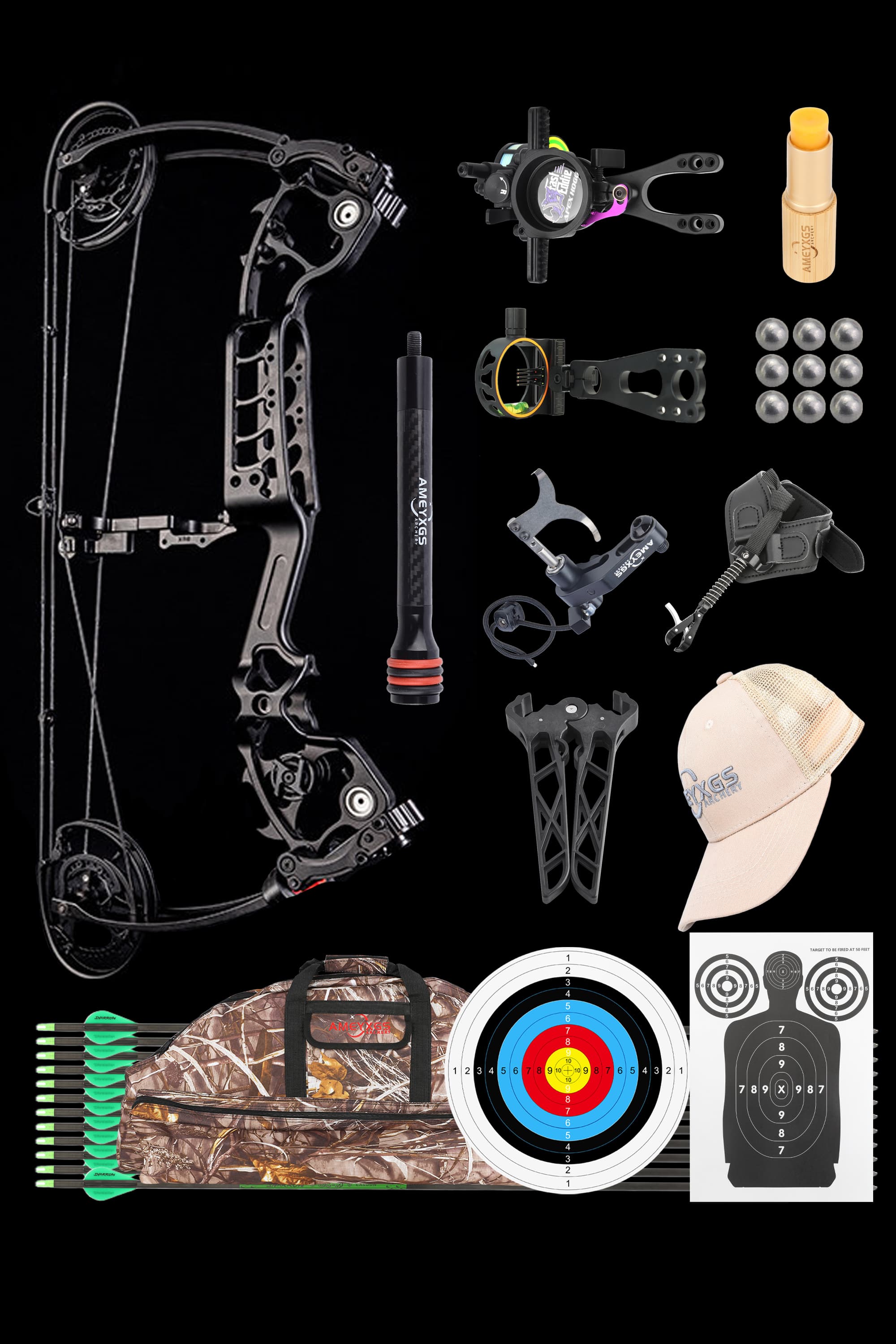 0-75lbs Compound Bow Set IBO330FPS Archery Target