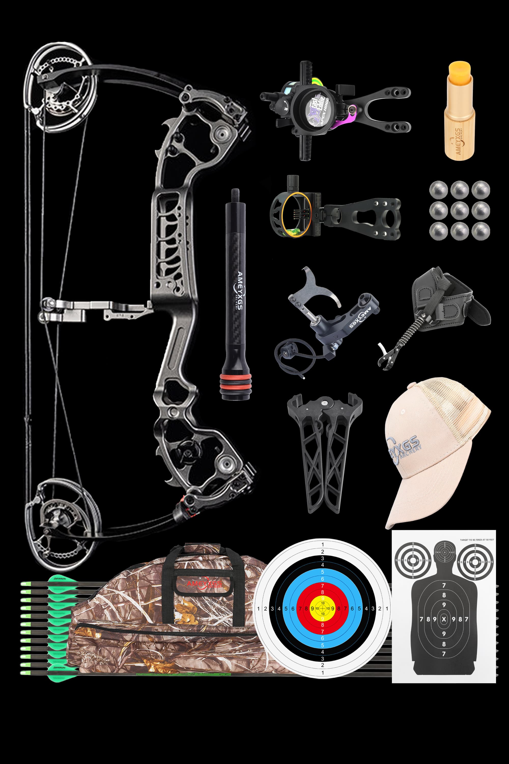 0-75lbs Compound Bow Set IBO330FPS Archery Target
