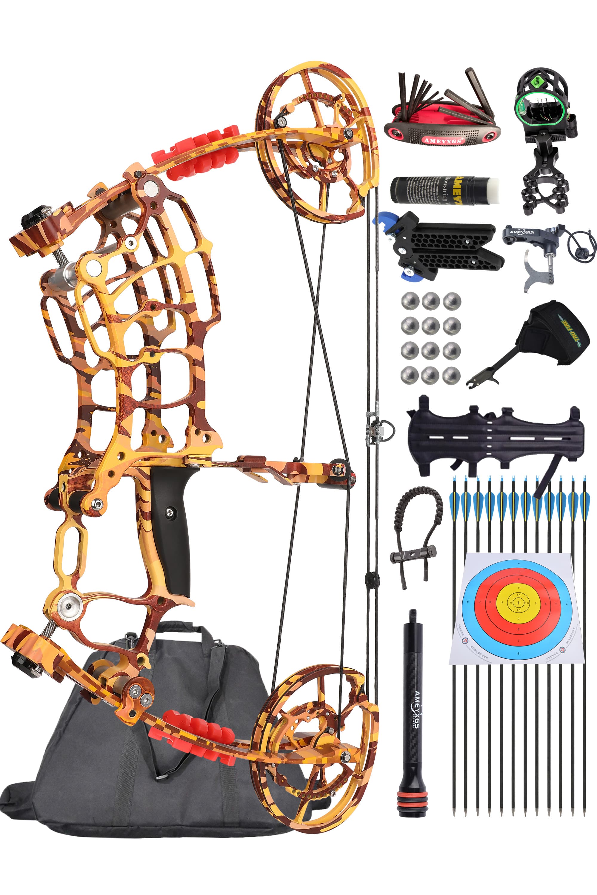 Compound Bow – 420 FPS High Speed 80% Let-Off 30-60 lbs Adjustable