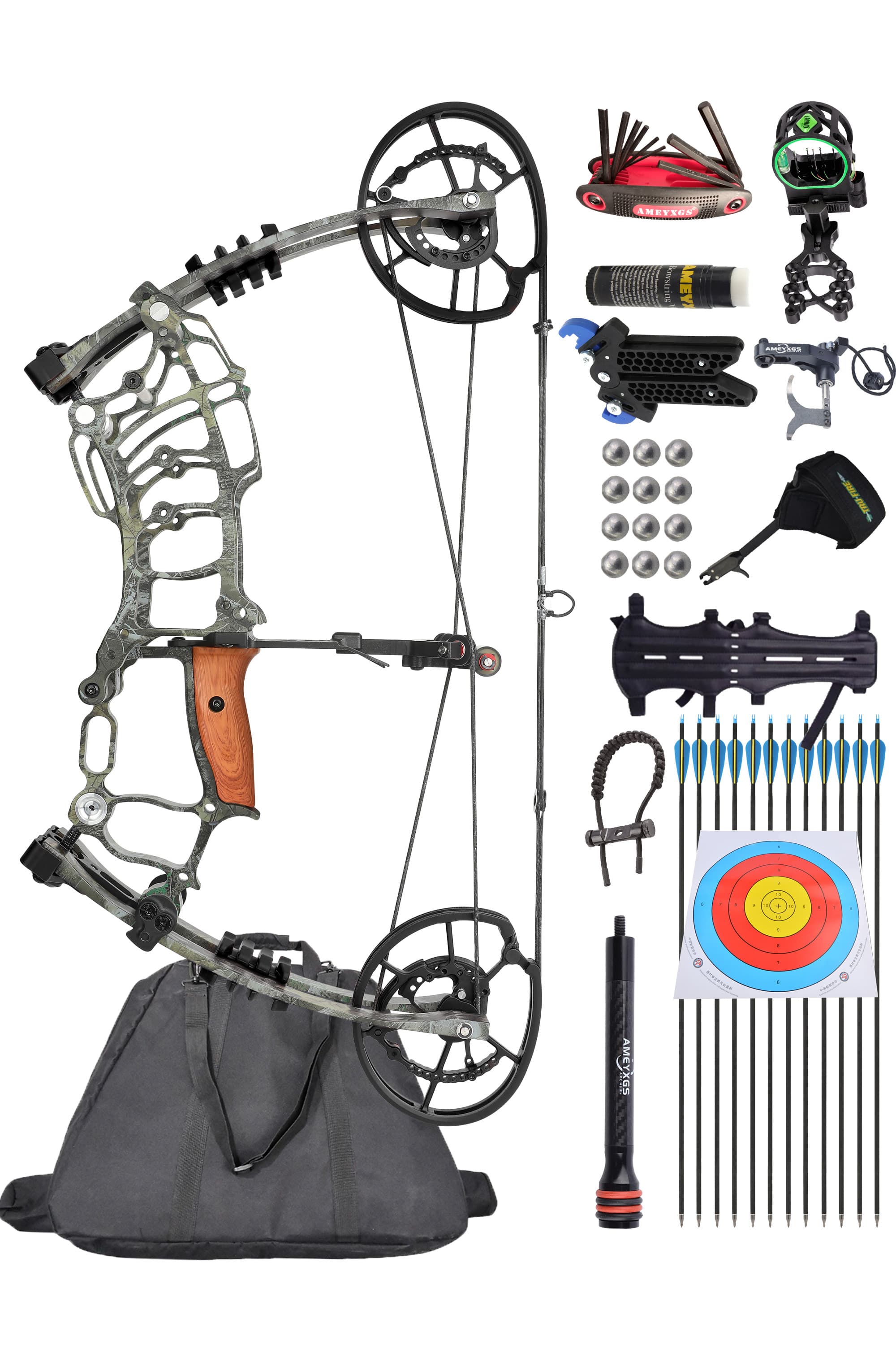 Compound Bow – 420 FPS High Speed 80% Let-Off 30-60 lbs Adjustable