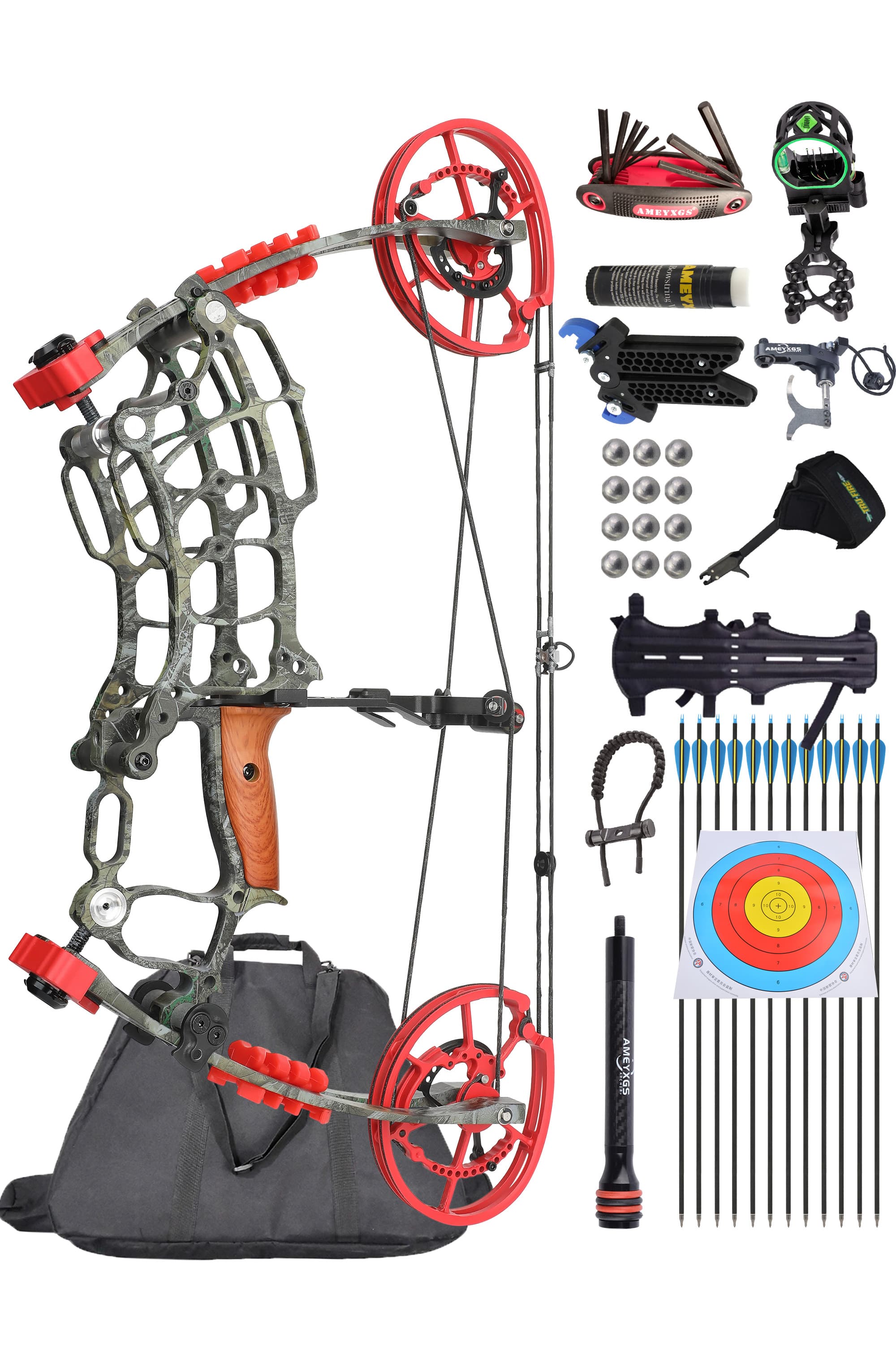 Compound Bow – 420 FPS High Speed 80% Let-Off 30-60 lbs Adjustable