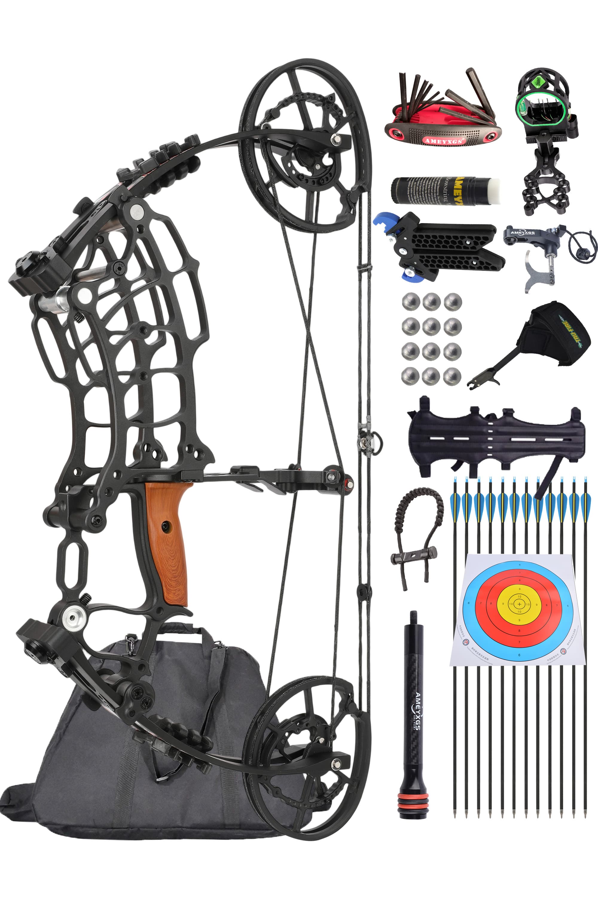 Compound Bow – 420 FPS High Speed 80% Let-Off 30-60 lbs Adjustable